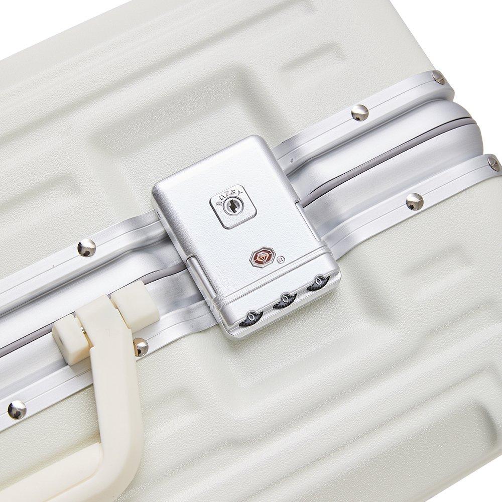 White - SHEONLY - 20 Inch Suitcase with Lock and USB Charging Port - 4