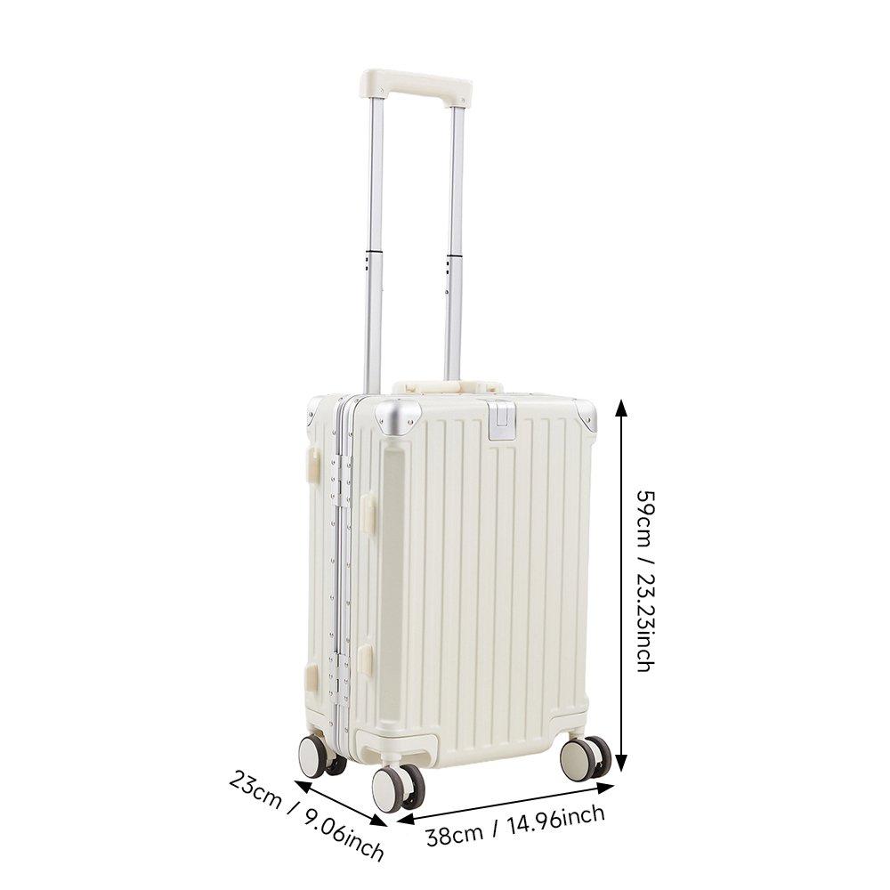 White - SHEONLY - 20 Inch Suitcase with Lock and USB Charging Port - 6