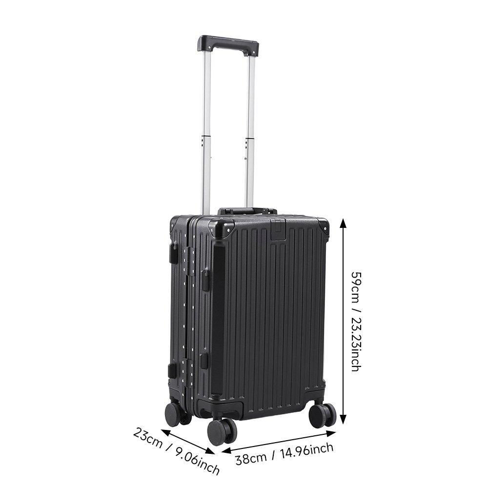 Black - SHEONLY - 20 Inch Suitcase with Lock and USB Charging Port - 7