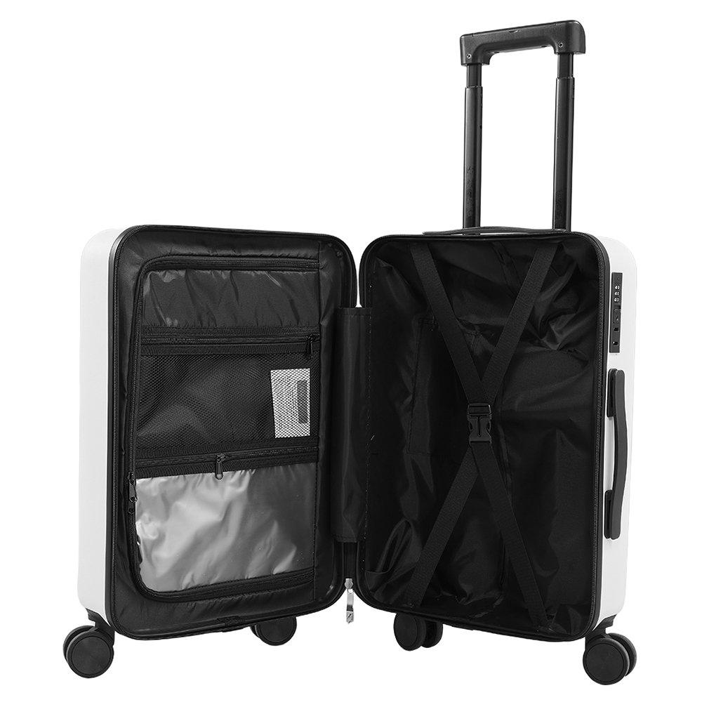 White - SHEONLY - 20 Inch Suitcase with TSA Lock and USB Port - 3