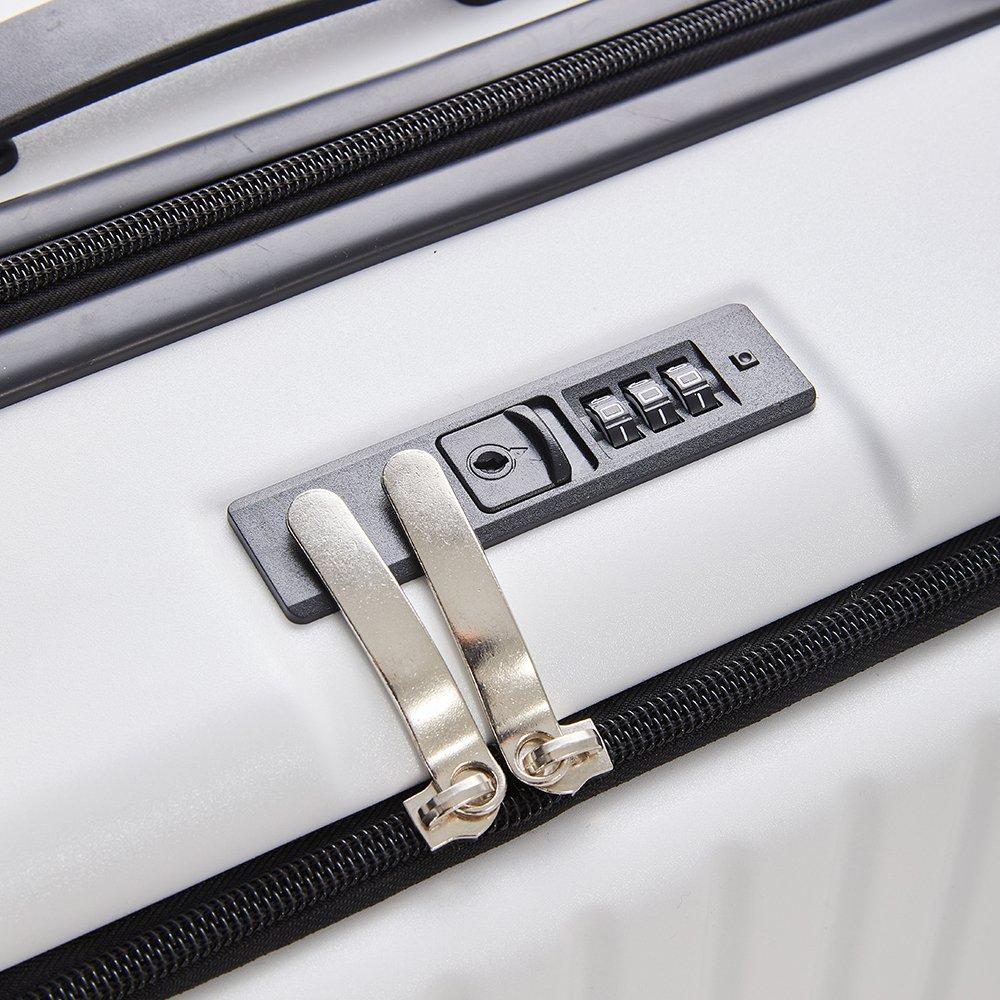 White - SHEONLY - 20 Inch Suitcase with TSA Lock and USB Port - 4