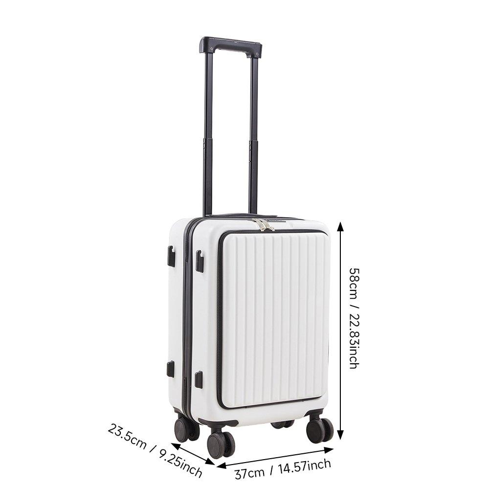 White - SHEONLY - 20 Inch Suitcase with TSA Lock and USB Port - 6