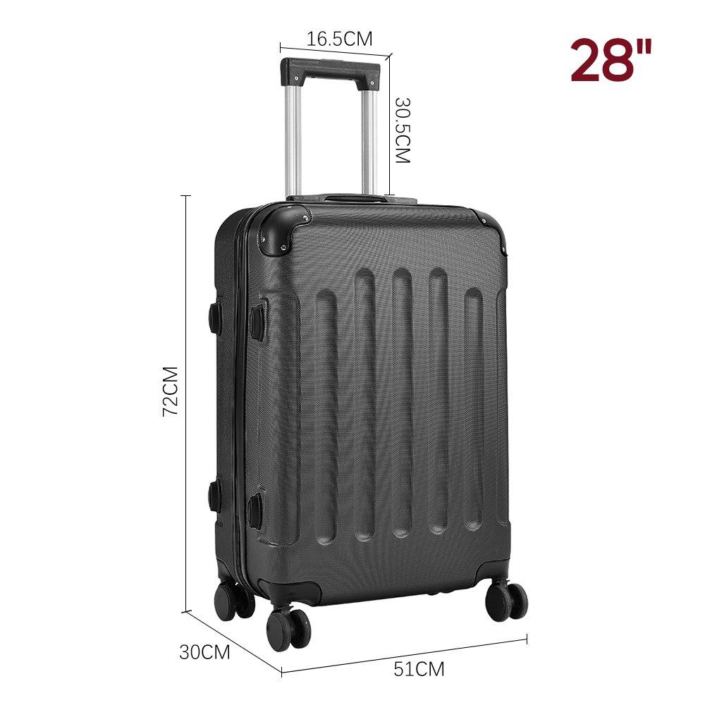 Black - SHEONLY - 28 Inch Black Modern Hardside Spinner Suitcase - 3