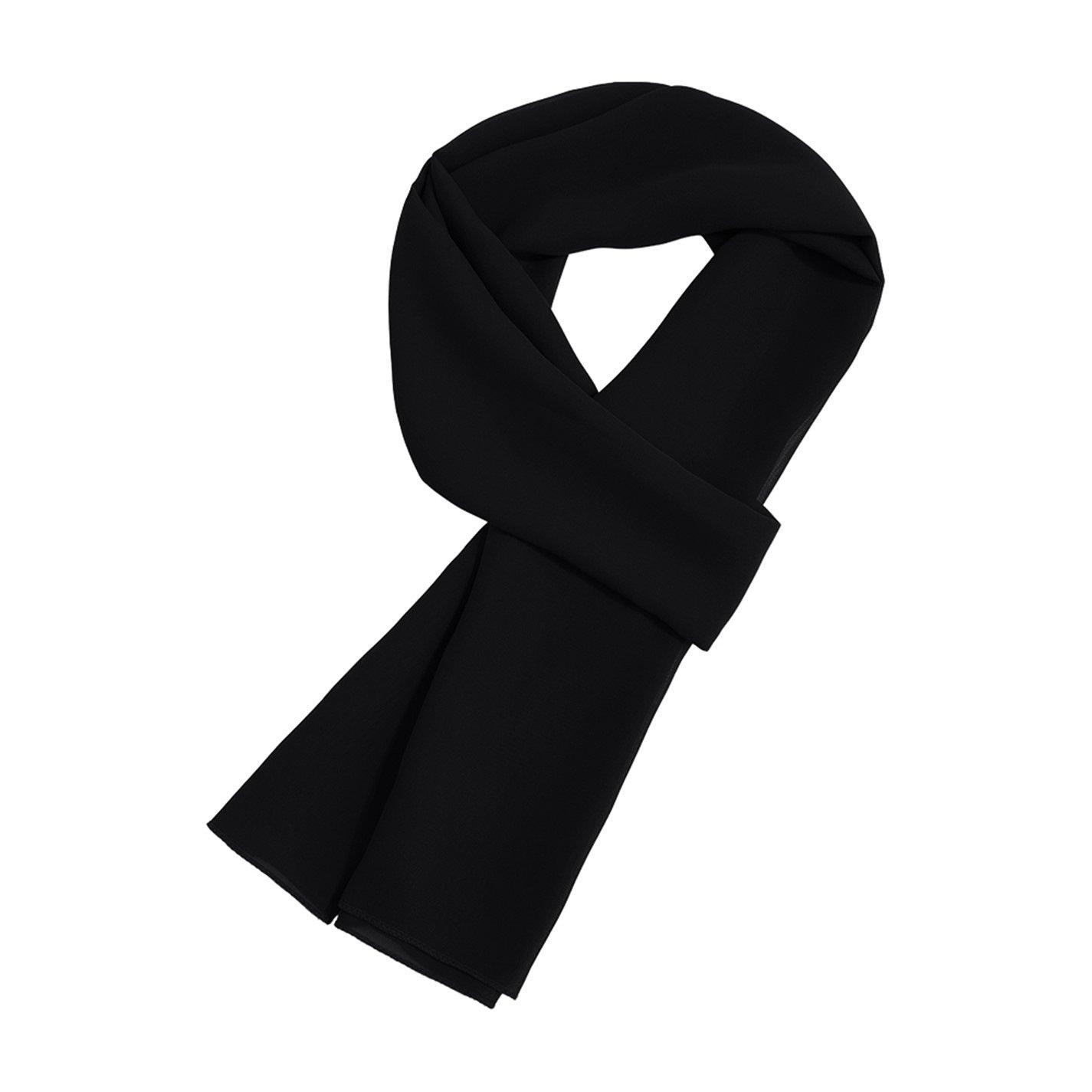 Black - SHEONLY - Elegant Soild Colour Chiffon Shawl Wrap - 2