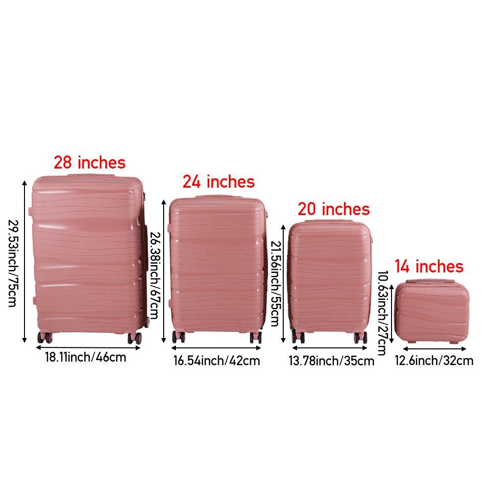 Rose Gold - SHEONLY - 4PCS Lockable Travel Suitcase Set - 10