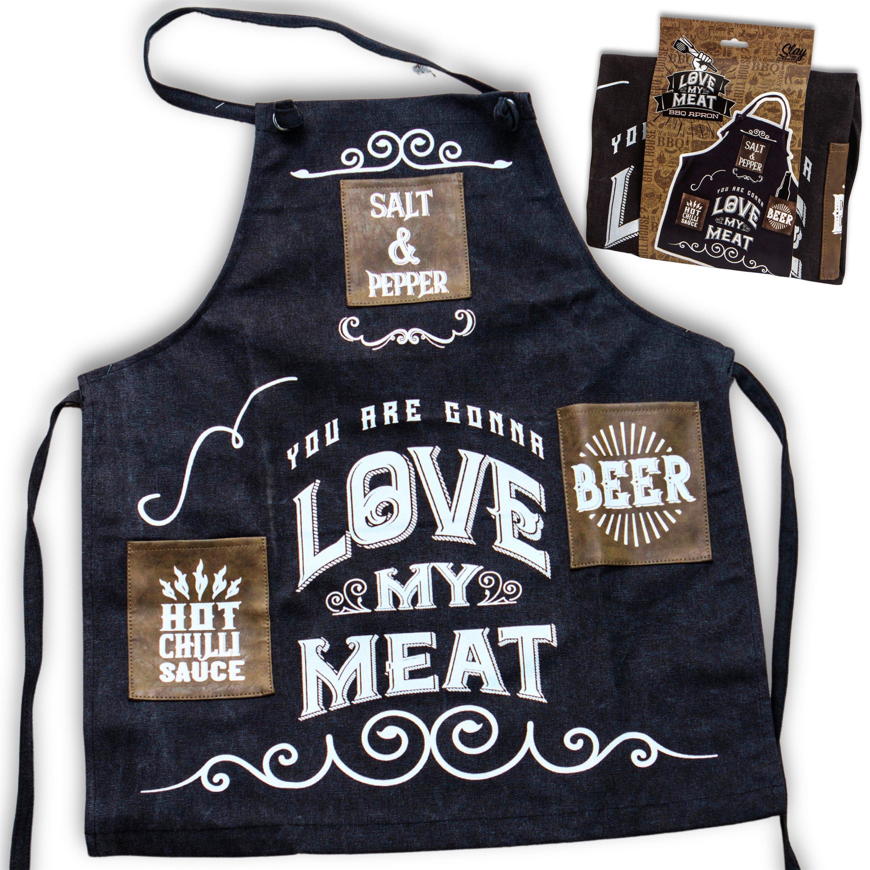 Multi - Boxer Gifts - Love My Meat BBQ Cooking Apron For Men - BBQ Gift - 1