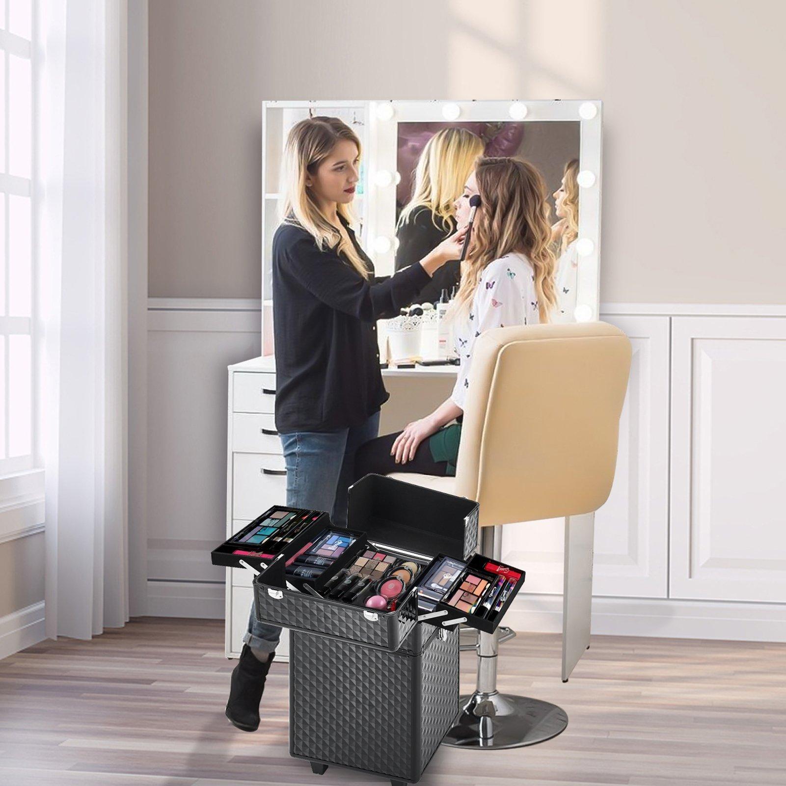 Black - SHEONLY - 4in1 Cosmetic Makeup Train Case - 2