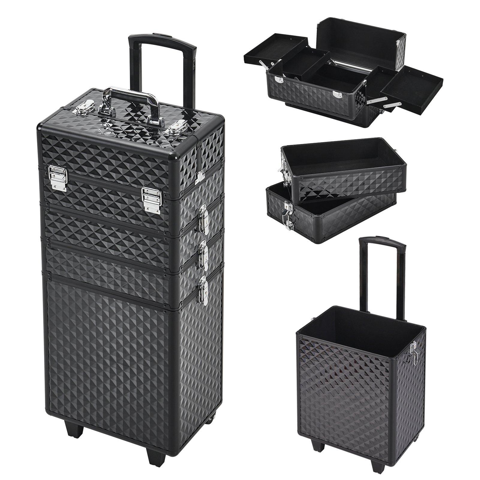 Black - SHEONLY - 4in1 Cosmetic Makeup Train Case - 4