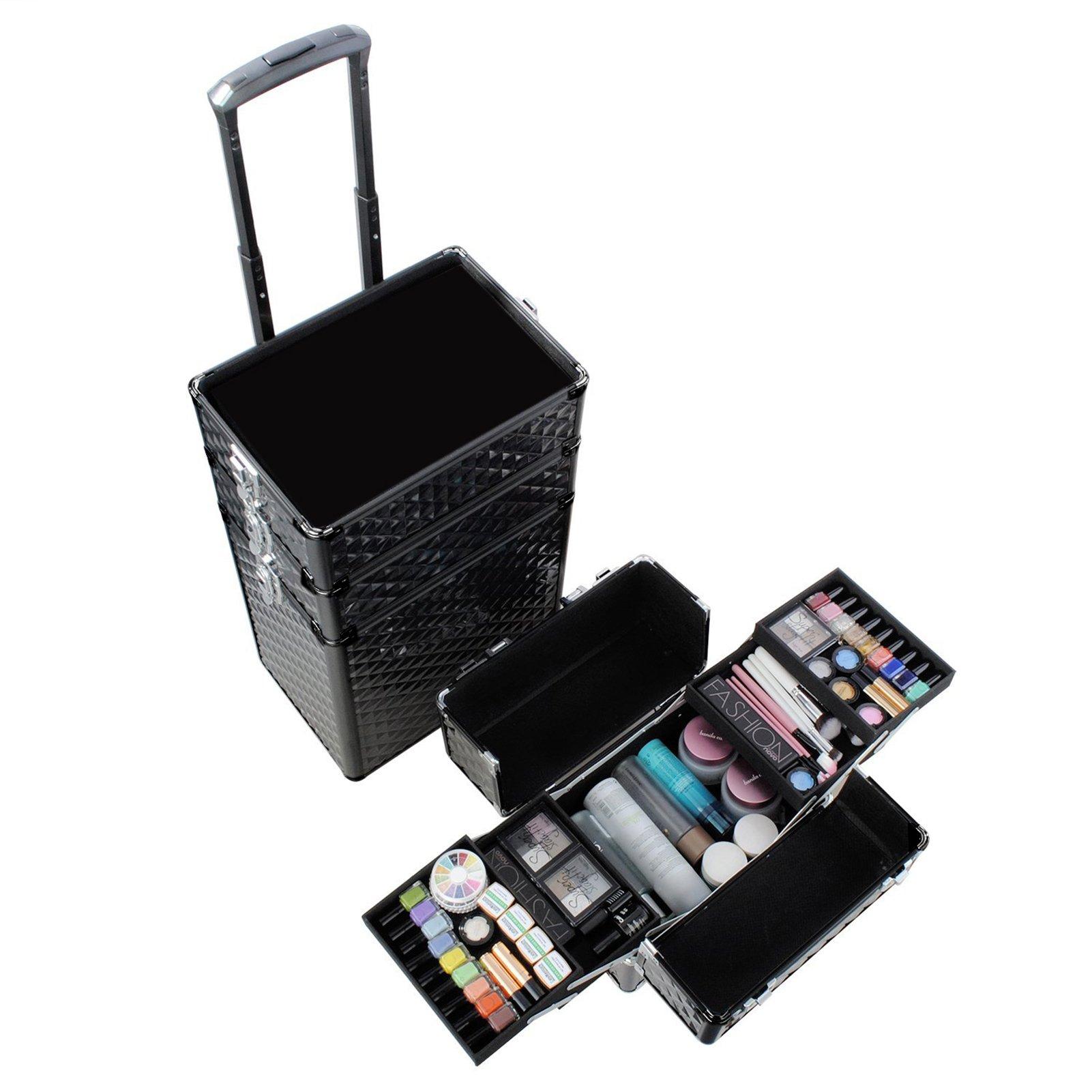 Black - SHEONLY - 4in1 Cosmetic Makeup Train Case - 5