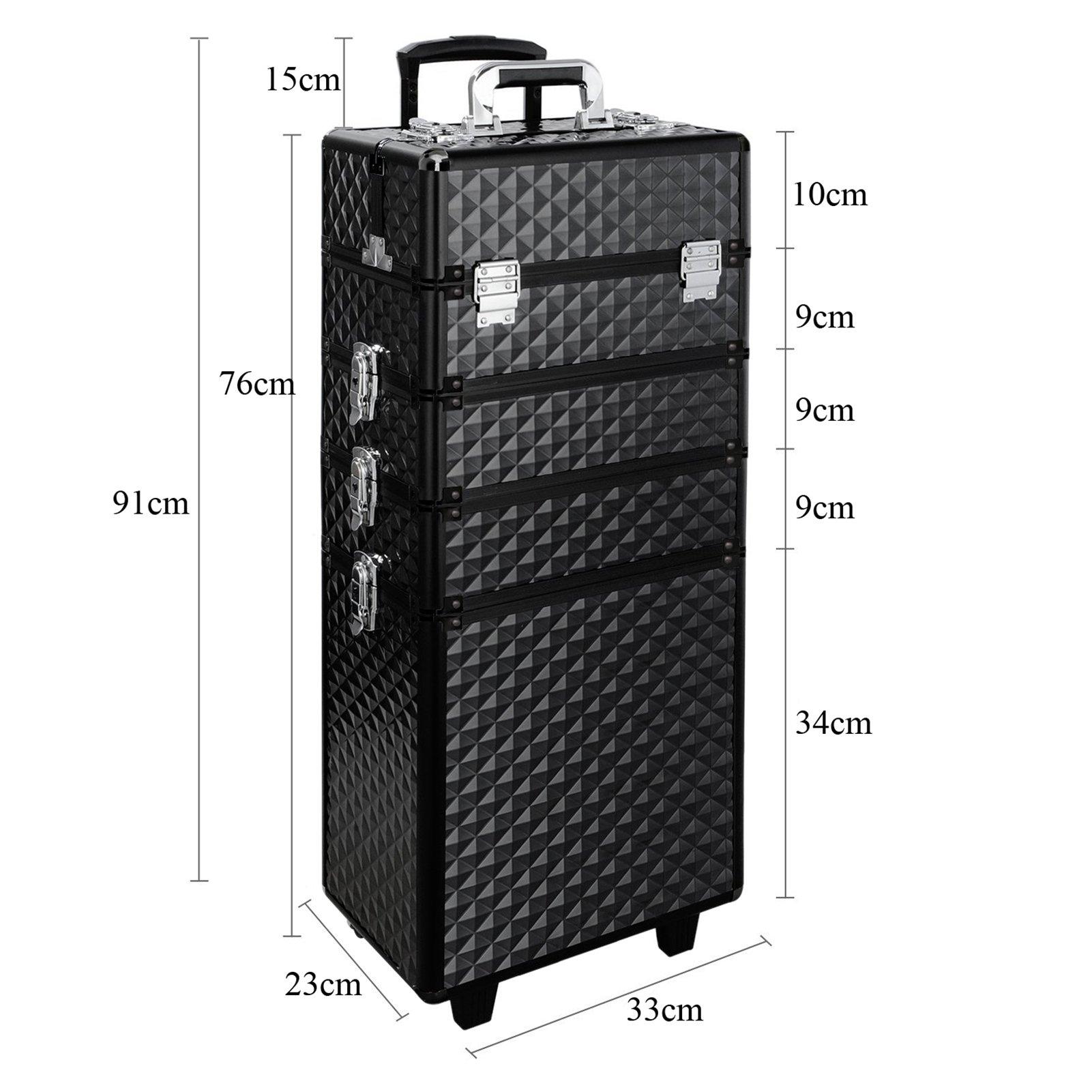 Black - SHEONLY - 4in1 Cosmetic Makeup Train Case - 6