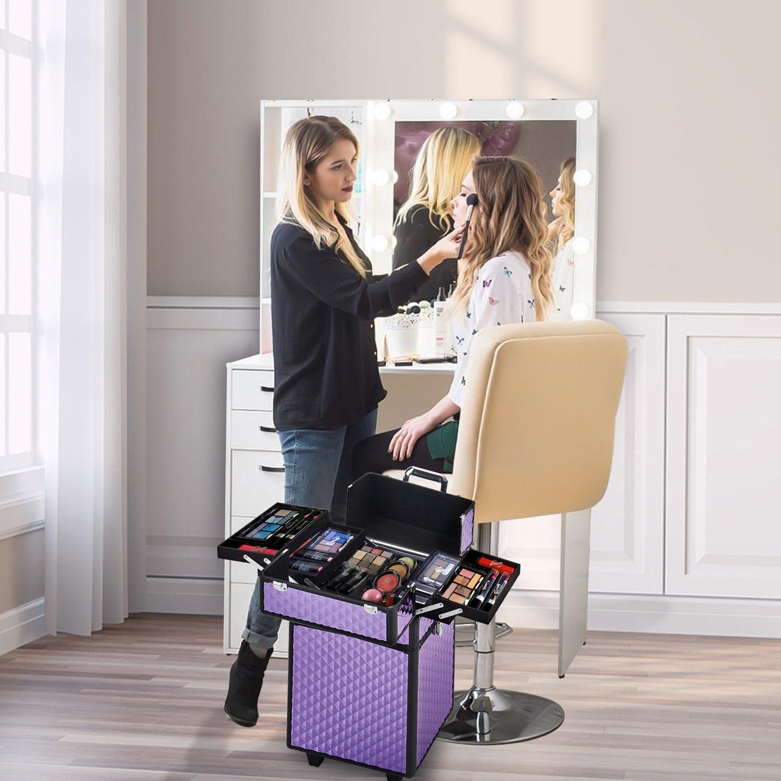 Purple - SHEONLY - 4in1 Cosmetic Makeup Train Case - 2