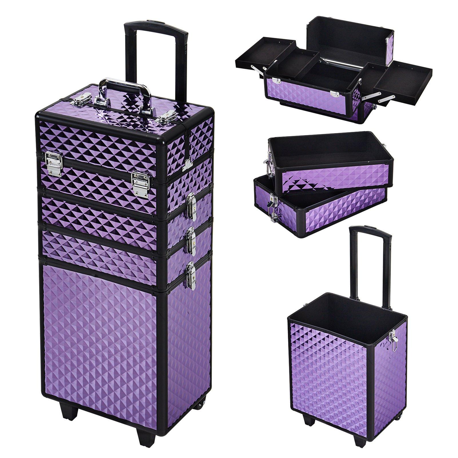 Purple - SHEONLY - 4in1 Cosmetic Makeup Train Case - 4
