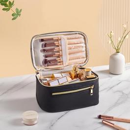SHEONLY Large PU Leather Travel Makeup Bag