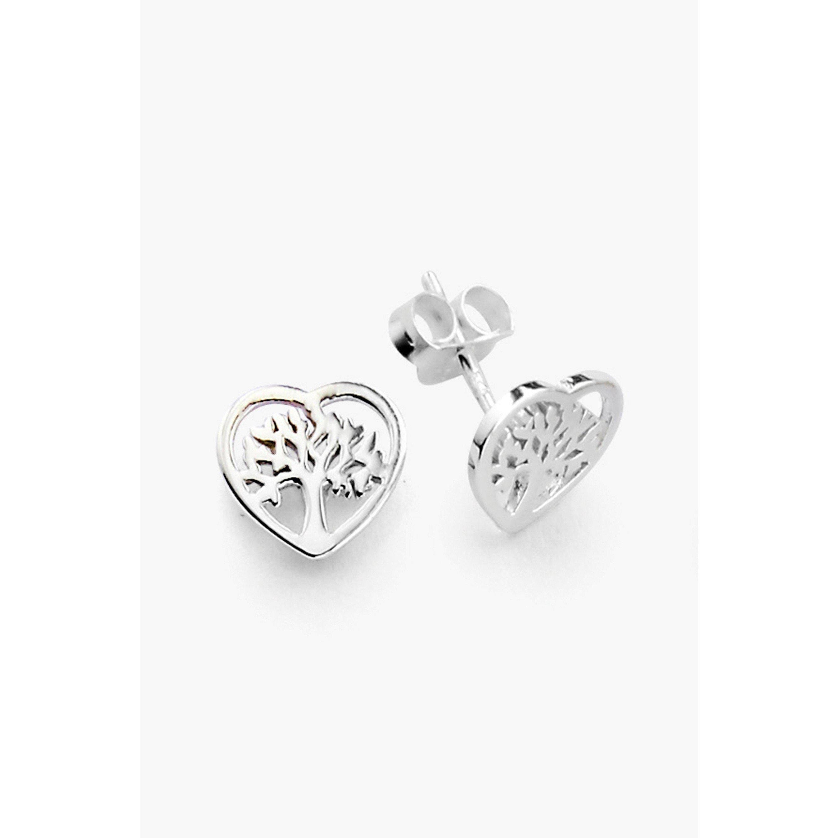 Silver - Be You - Sterling Silver Family Tree Stud Earrings