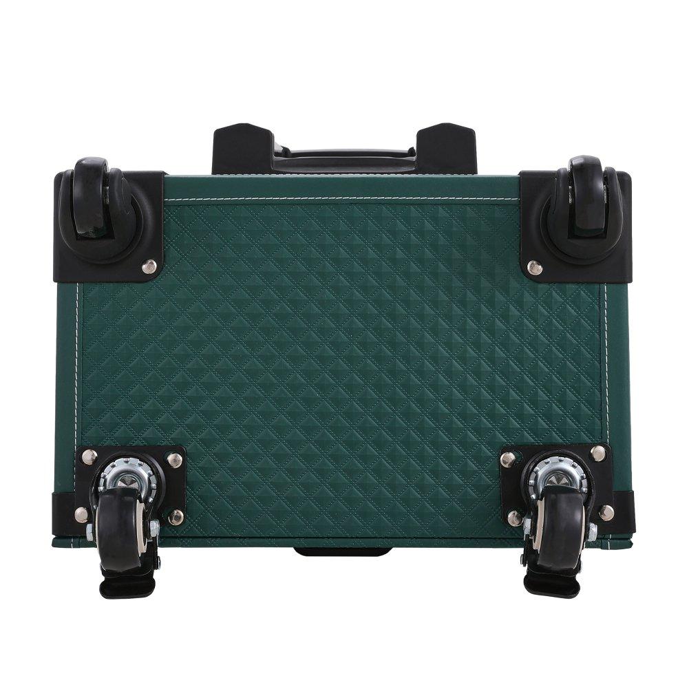 Green - SHEONLY - 3 in 1 Cosmetic Trolley Case Makeup Box on Wheels - 7