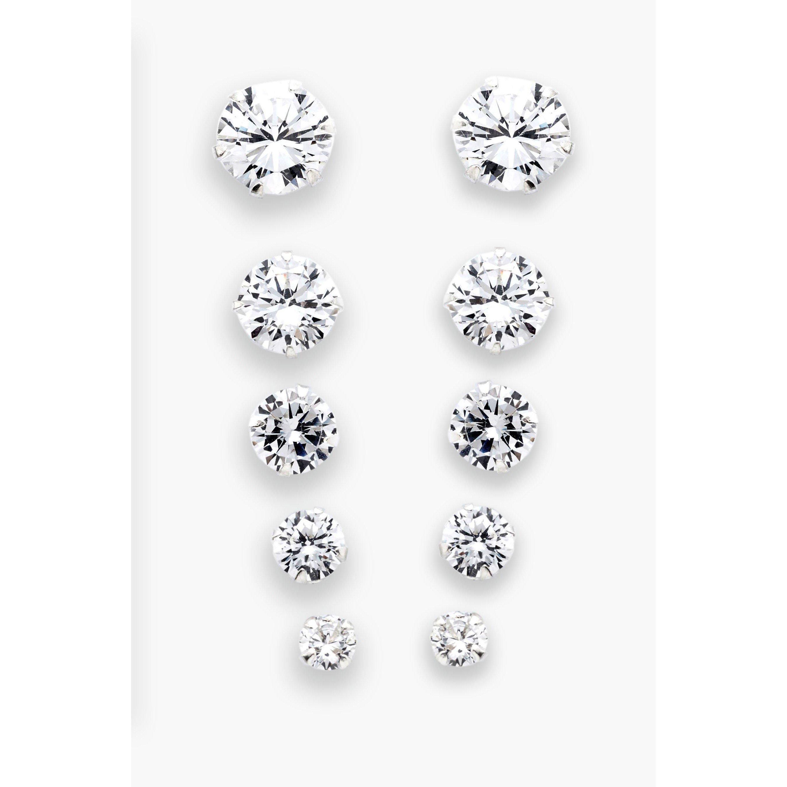 Silver - Be You - Sterling Silver CZ Set of 5 Stud Earrings