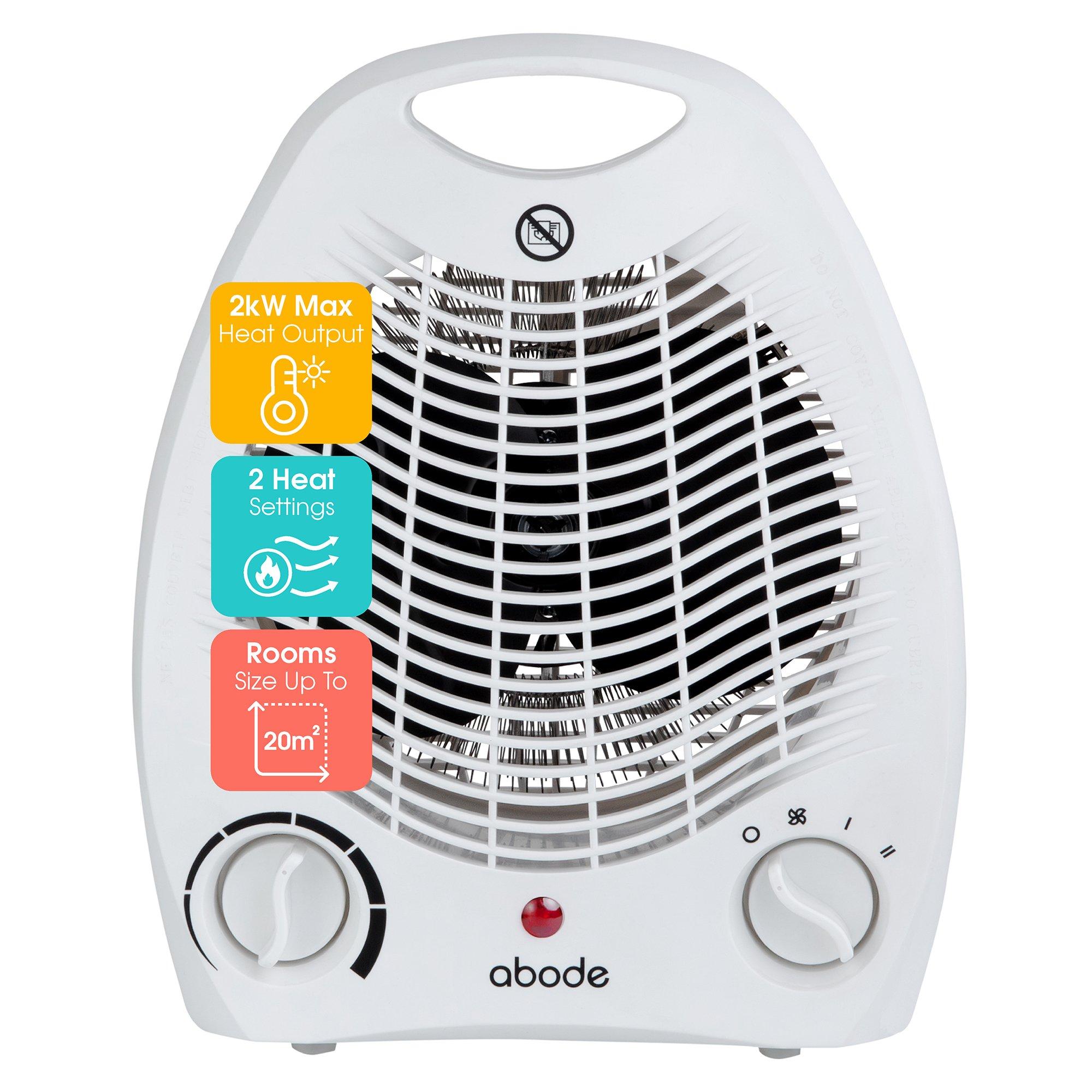 White - Abode - AFH1002 2kW Fan Heater in White - 1