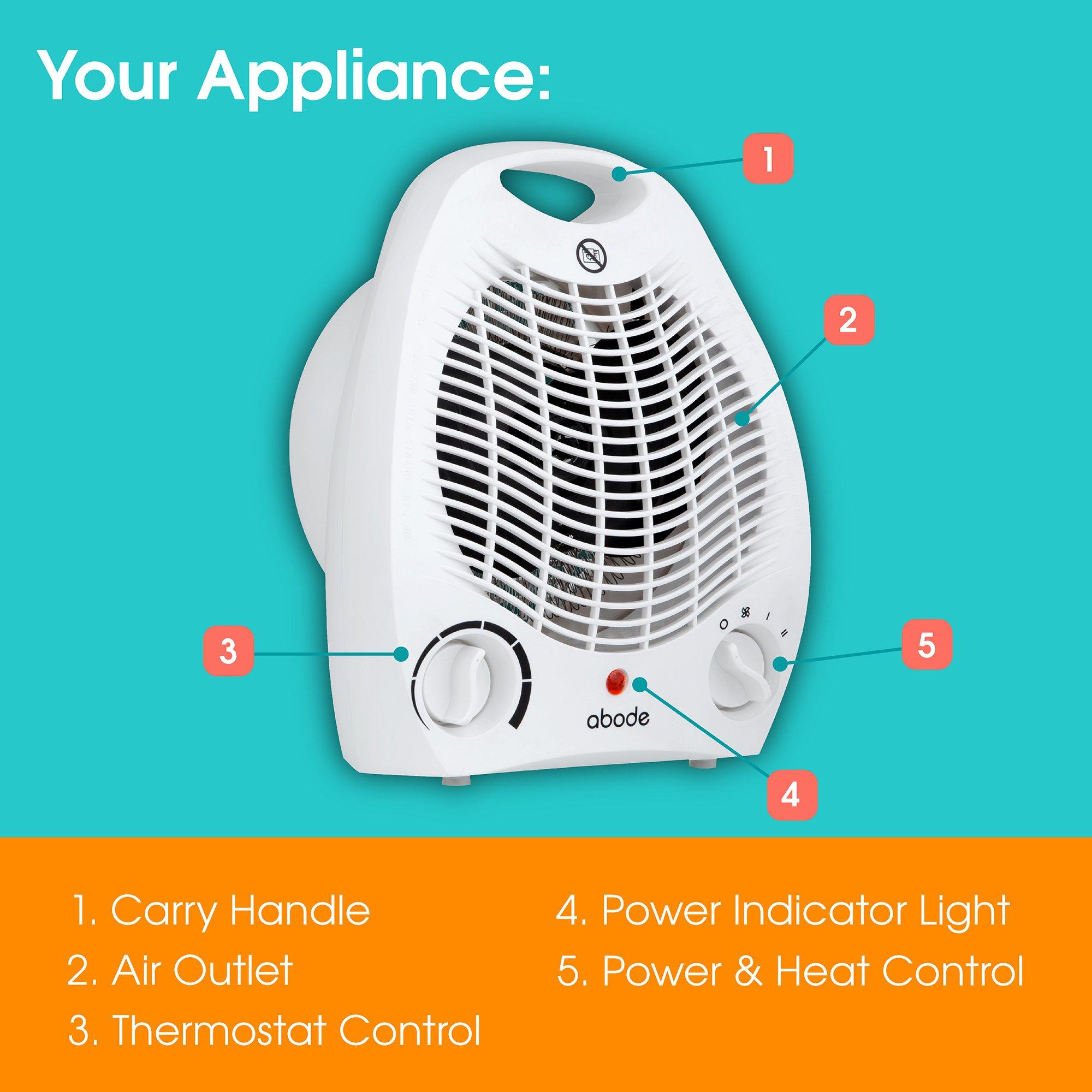 White - Abode - AFH1002 2kW Fan Heater in White - 4