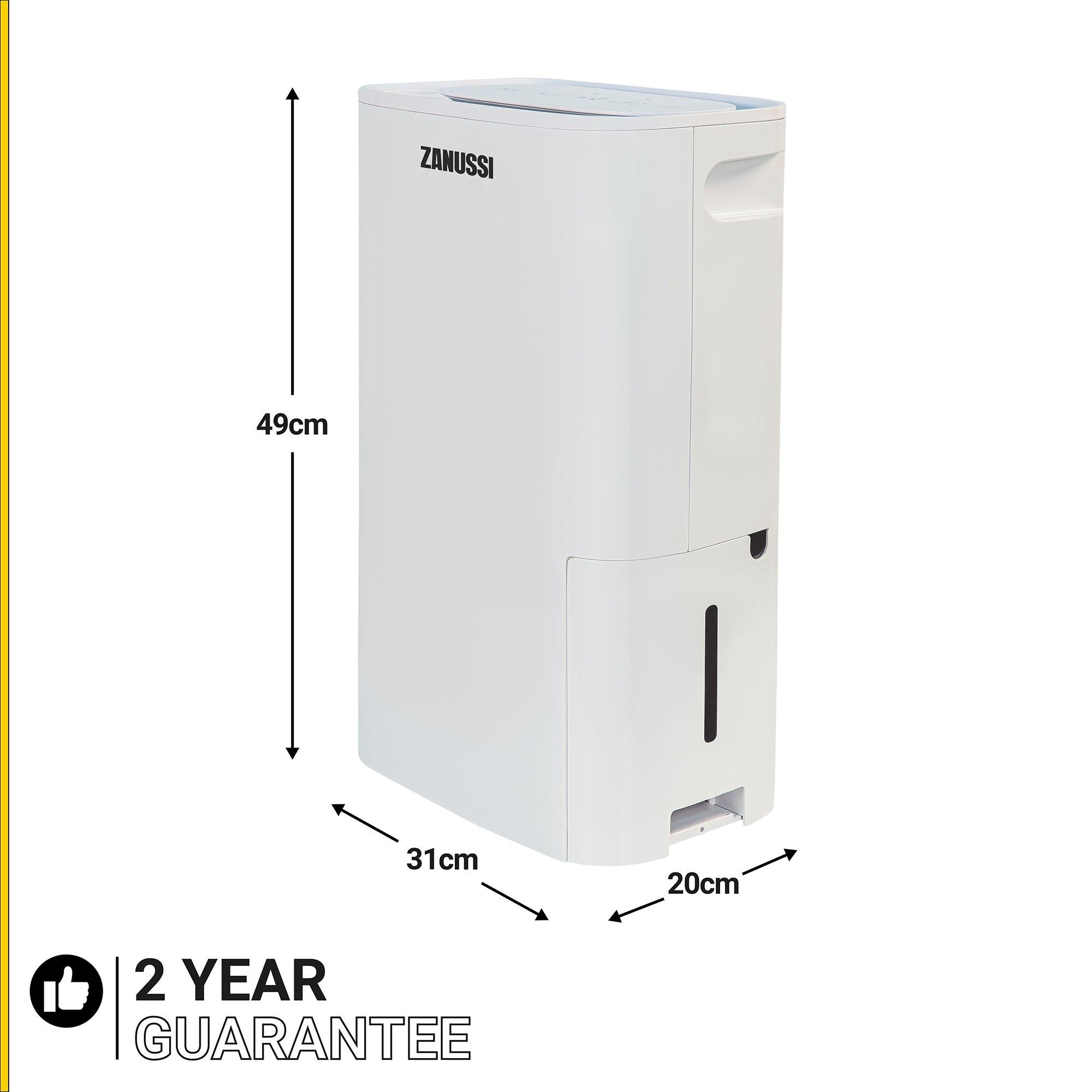 White - Zanussi - ZDH1802 Dehumidifier 18L with Timer Control - 2