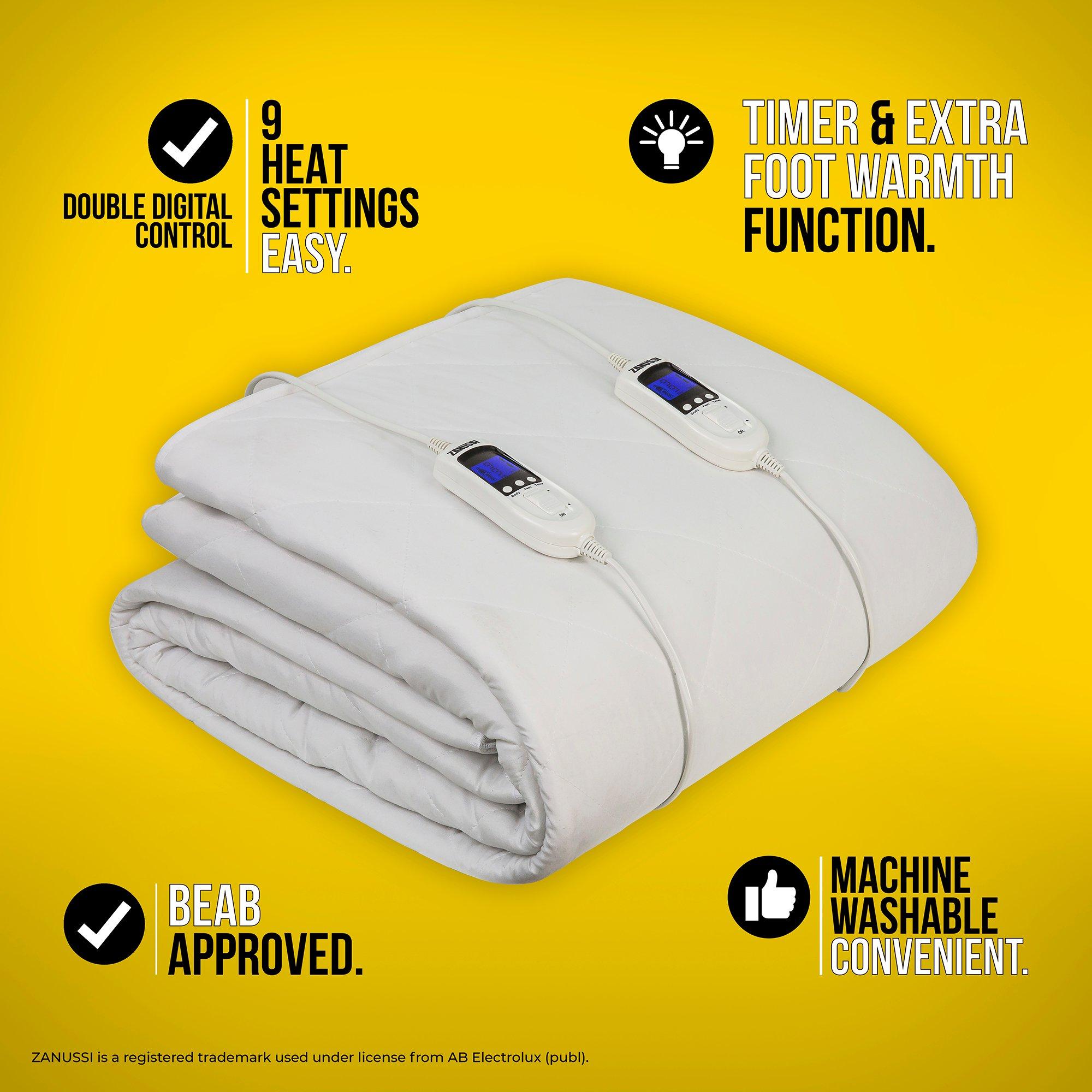 White - Zanussi - ZEKB7003 King Size Electric Mattress Protector - 2