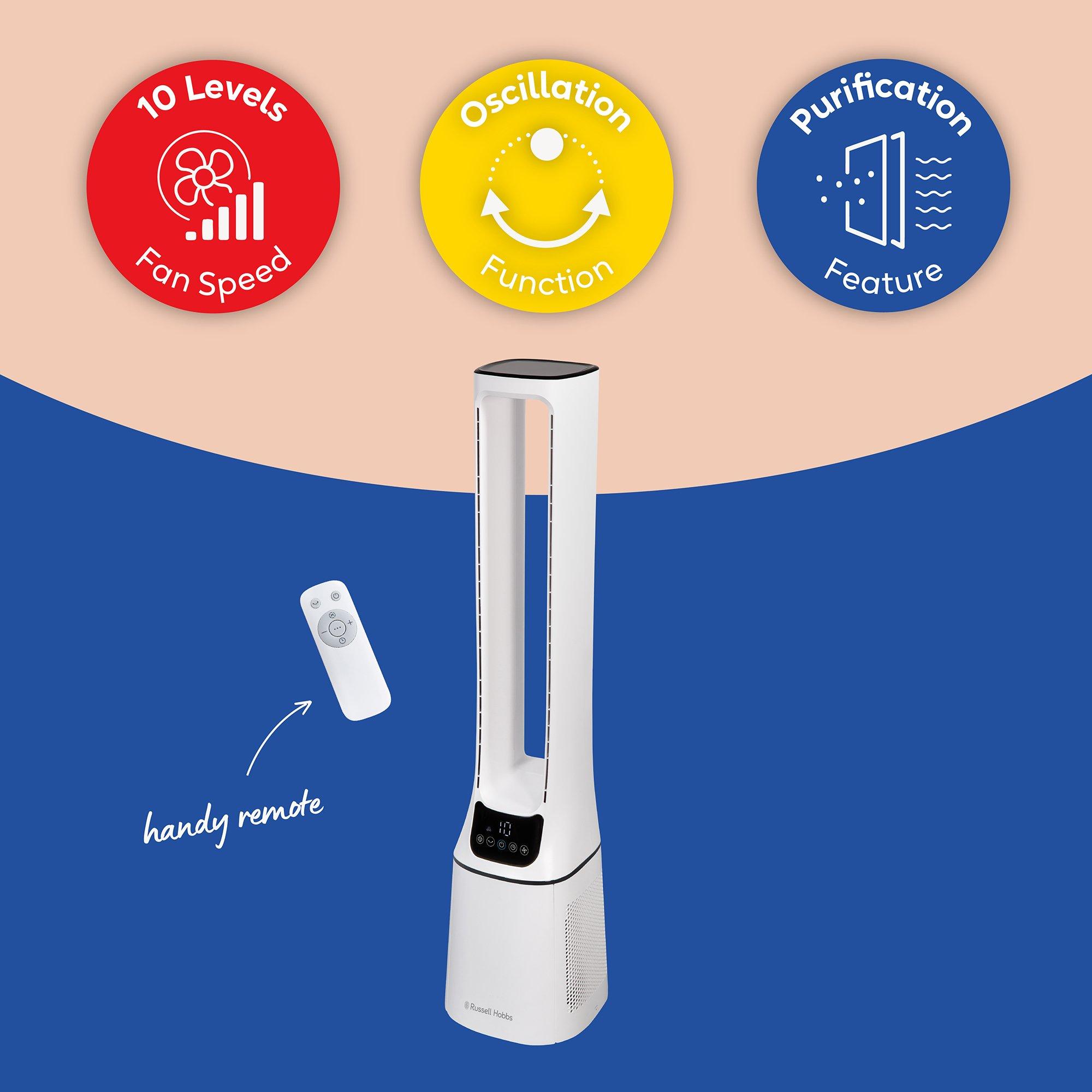 White - Russell Hobbs - RHBLDL12 10 Speed Bladeless Fan in White - 10