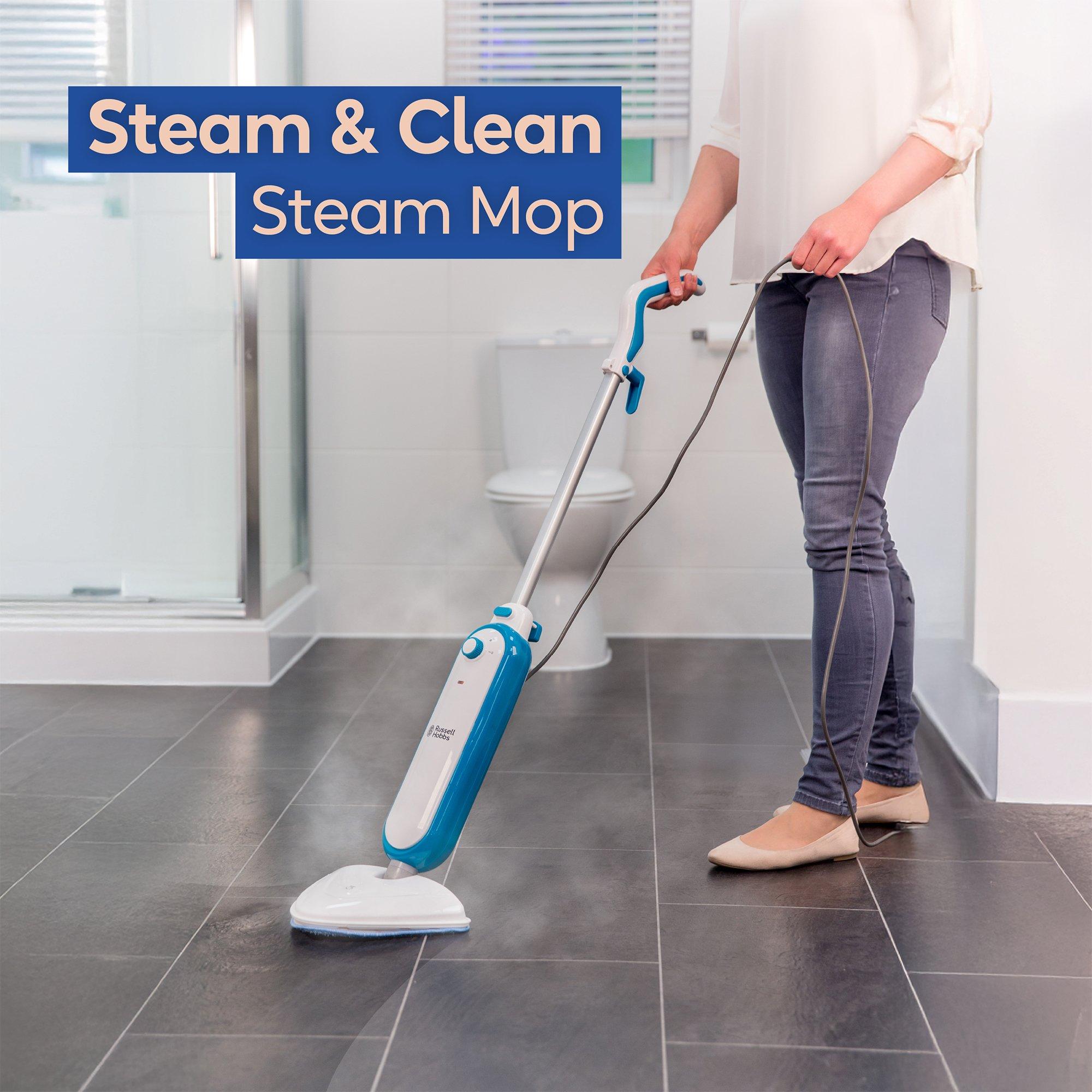 White & Teal - Russell Hobbs - RHSM1001-G Steam & Clean Steam Mop in White & Teal - 3