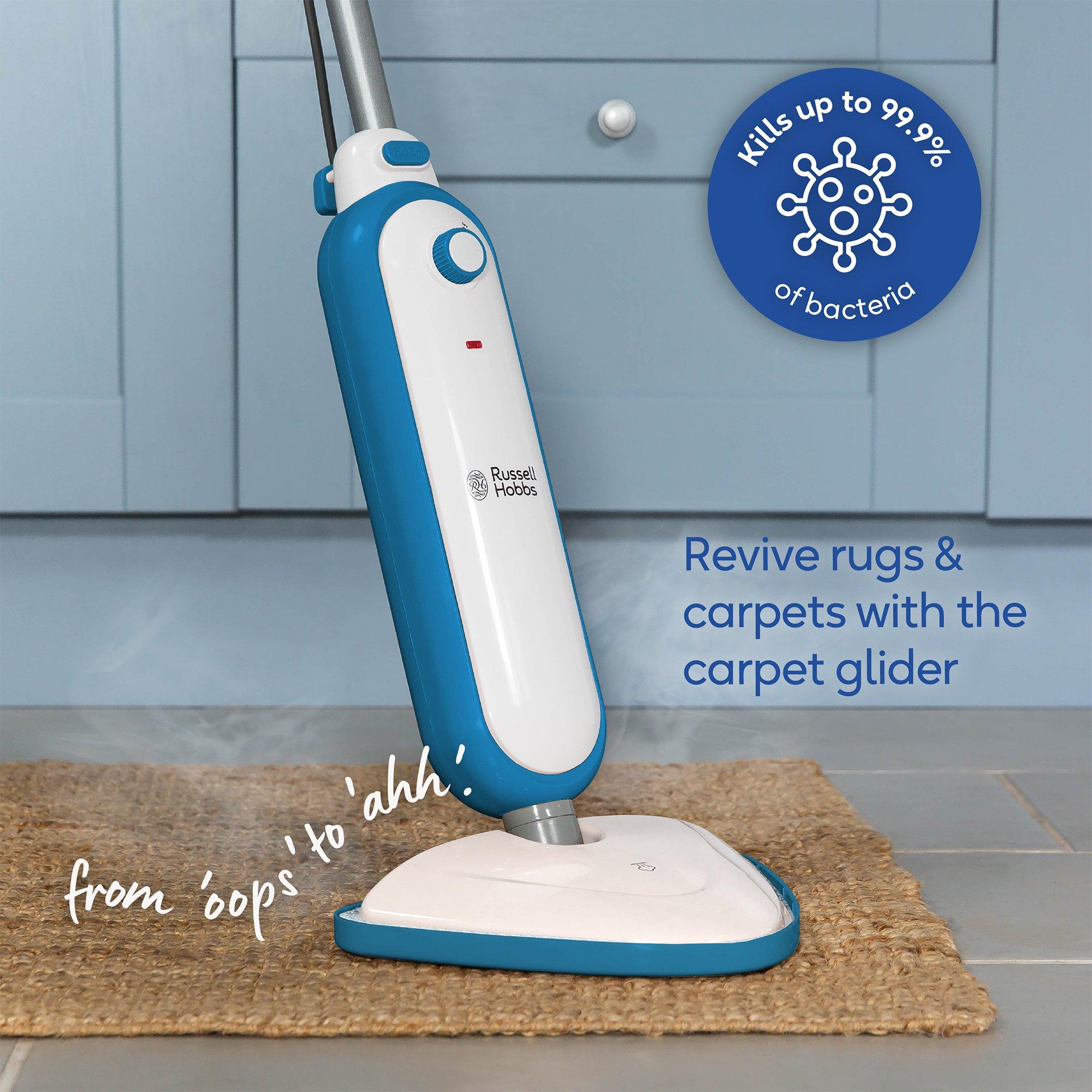 White & Teal - Russell Hobbs - RHSM1001-G Steam & Clean Steam Mop in White & Teal - 4