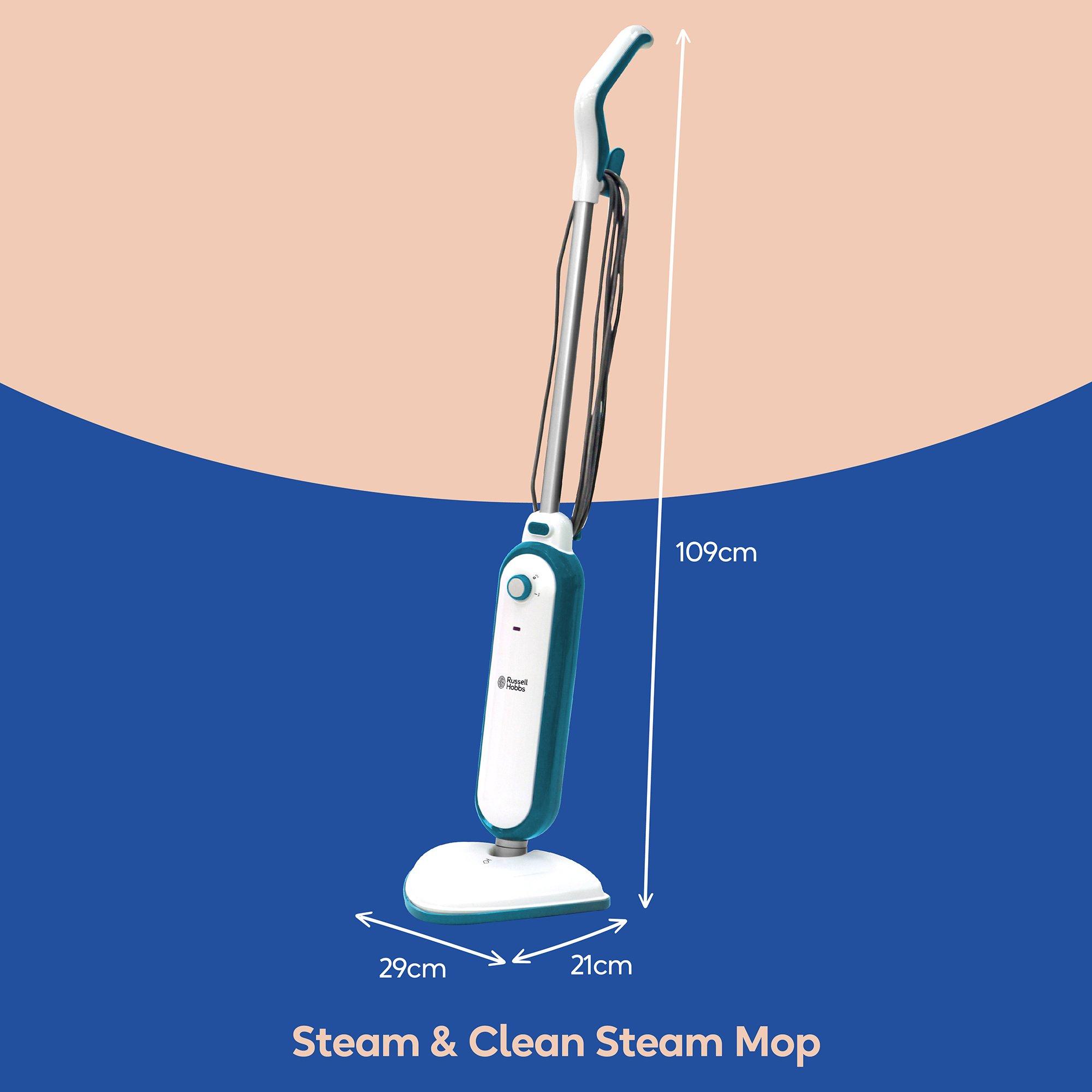 White & Teal - Russell Hobbs - RHSM1001-G Steam & Clean Steam Mop in White & Teal - 8