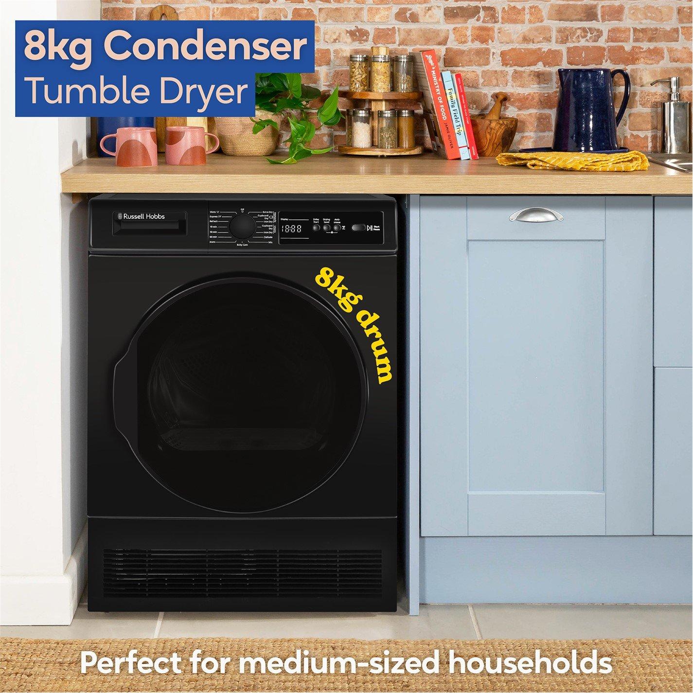 Black - Russell Hobbs - RH8CTD111B 11 Series 8kg Condenser Dryer in Black - 3