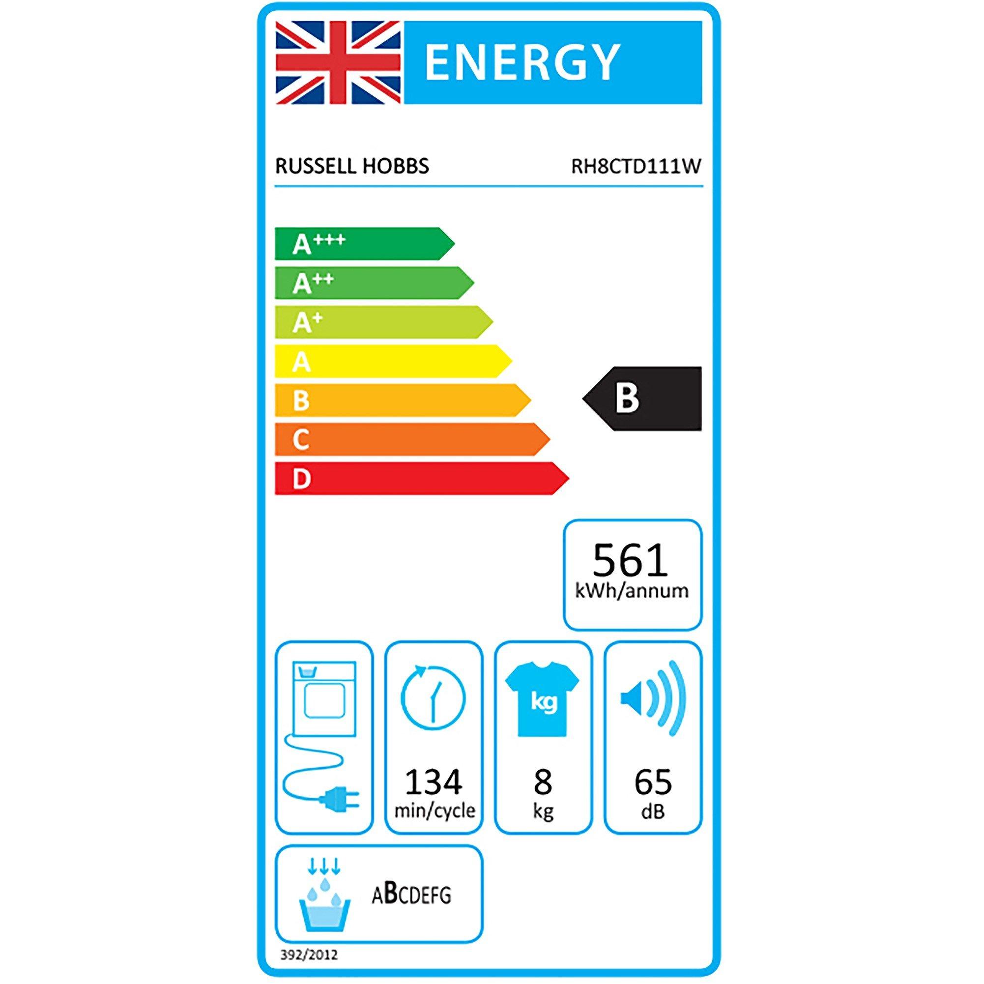 White - Russell Hobbs - RH8CTD111W 11 Series 8kg Condenser Dryer in White - 13