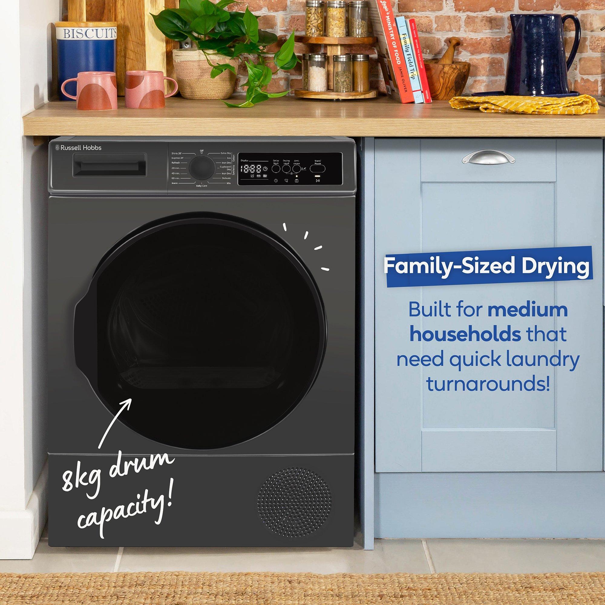 Anthracite - Russell Hobbs - RH8HPTD1E12AN 8kg Heat Pump Dryer in Anthracite - 4