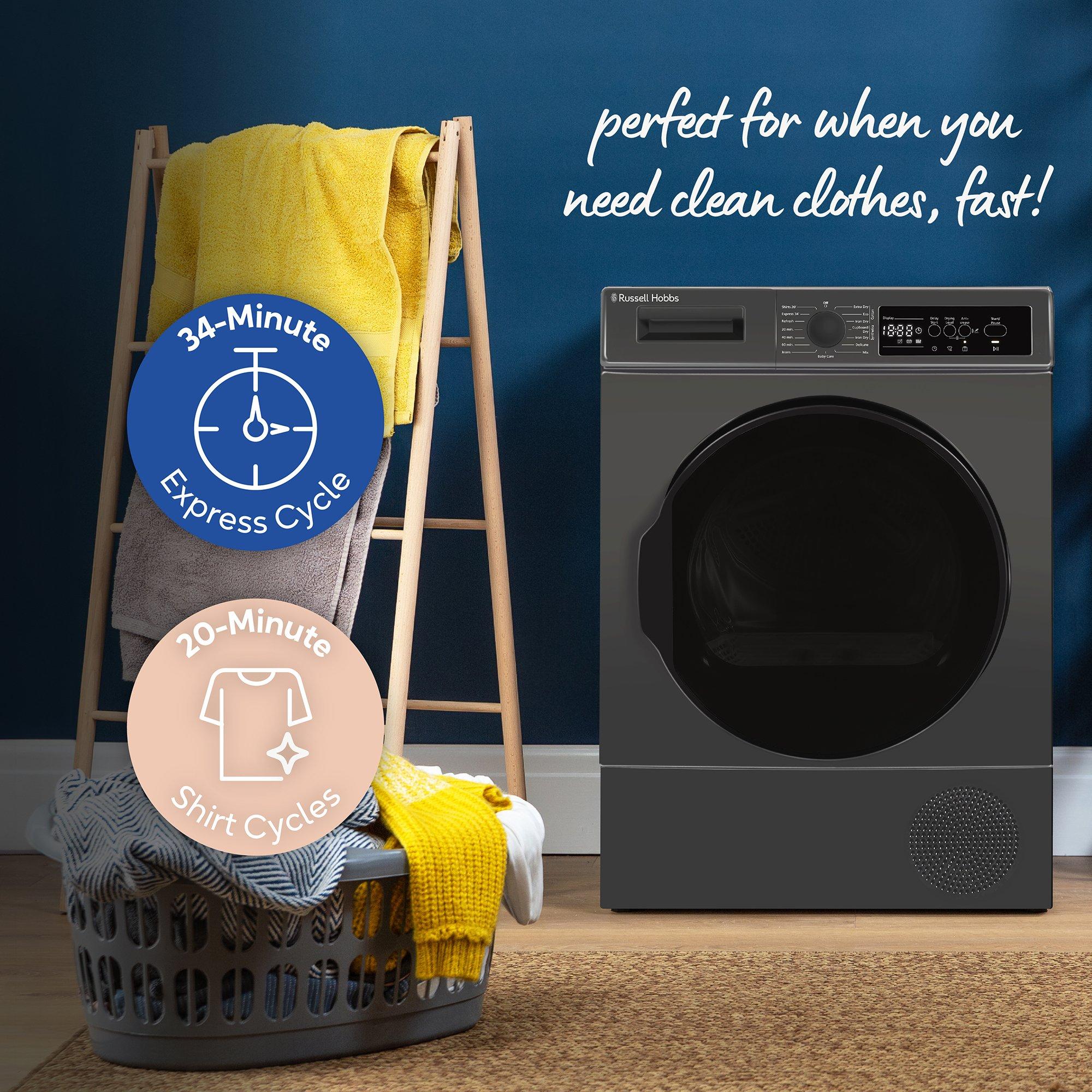 Anthracite - Russell Hobbs - RH8HPTD1E12AN 8kg Heat Pump Dryer in Anthracite - 8