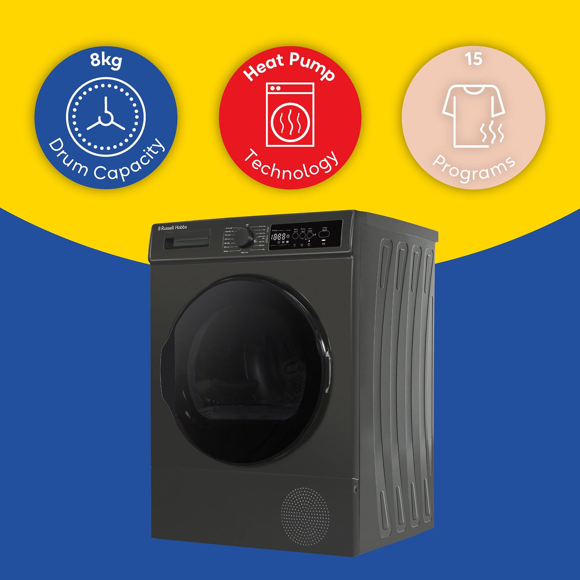 Anthracite - Russell Hobbs - RH8HPTD1E12AN 8kg Heat Pump Dryer in Anthracite - 10