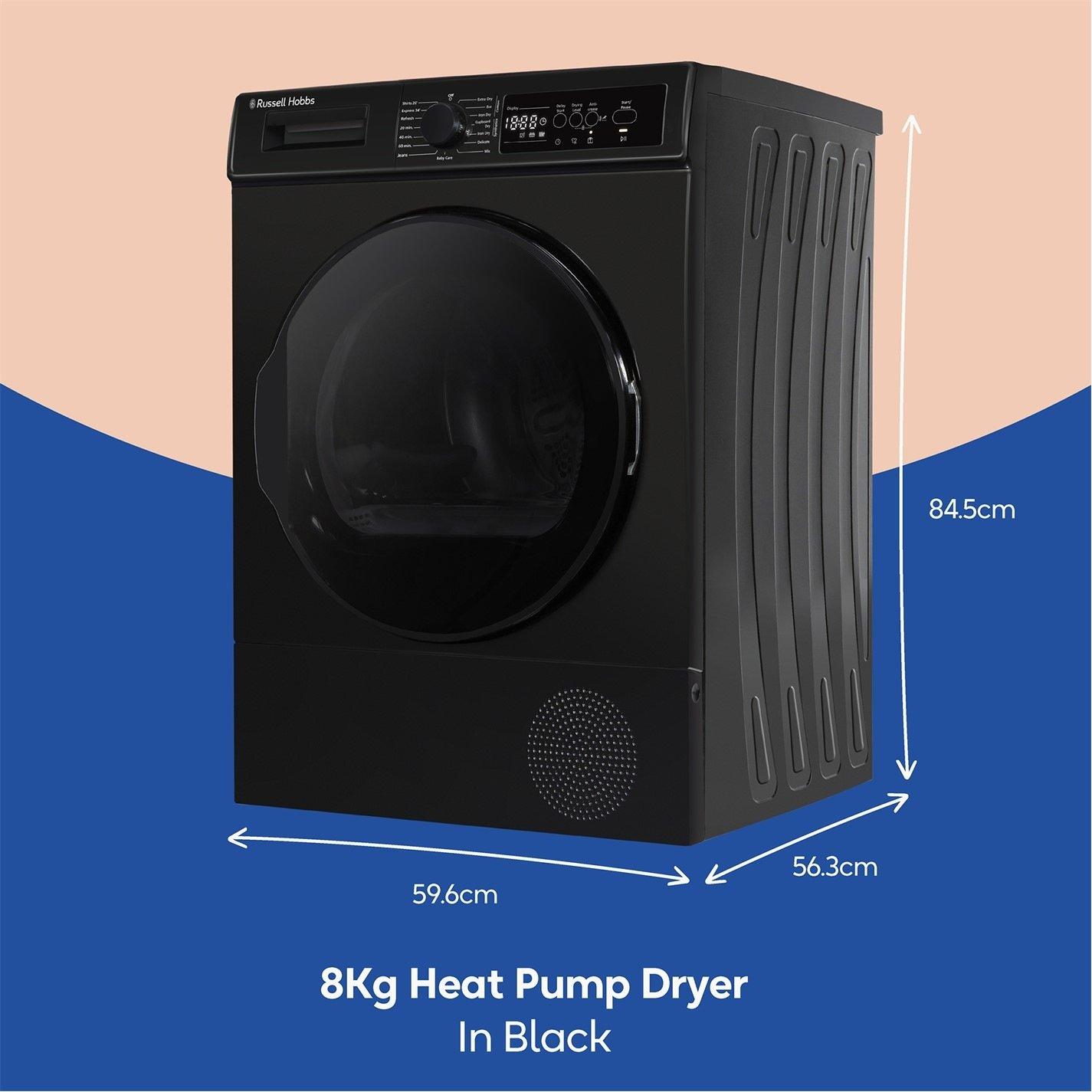 Black - Russell Hobbs - RH8HPTD1E12B 8kg Heat Pump Dryer in Black - 2