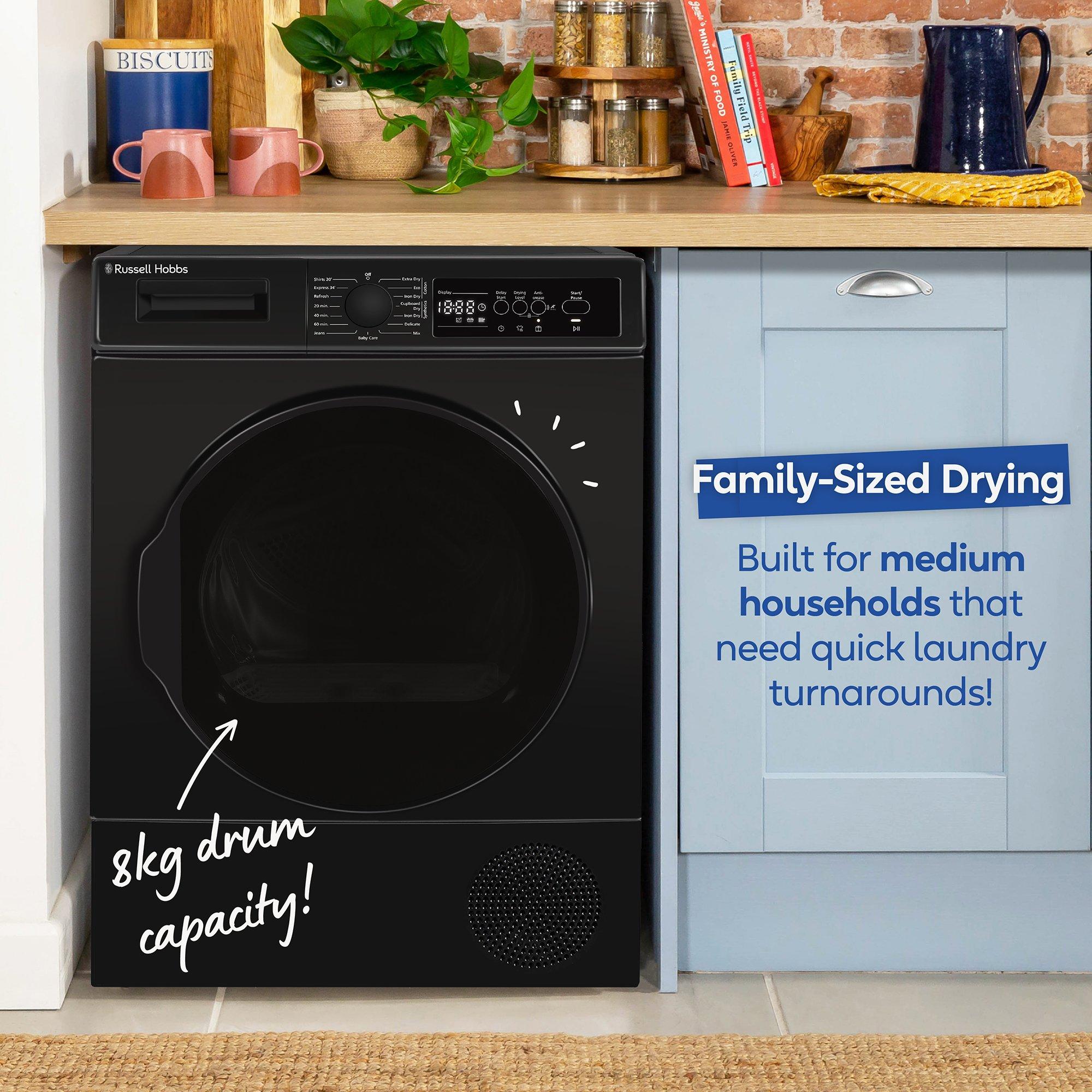 Black - Russell Hobbs - RH8HPTD1E12B 8kg Heat Pump Dryer in Black - 4