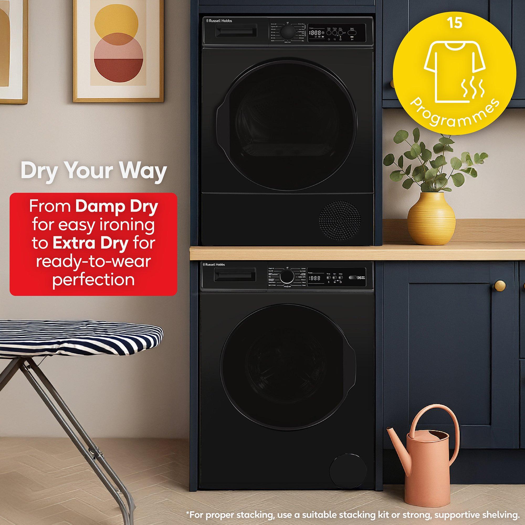 Black - Russell Hobbs - RH8HPTD1E12B 8kg Heat Pump Dryer in Black - 5