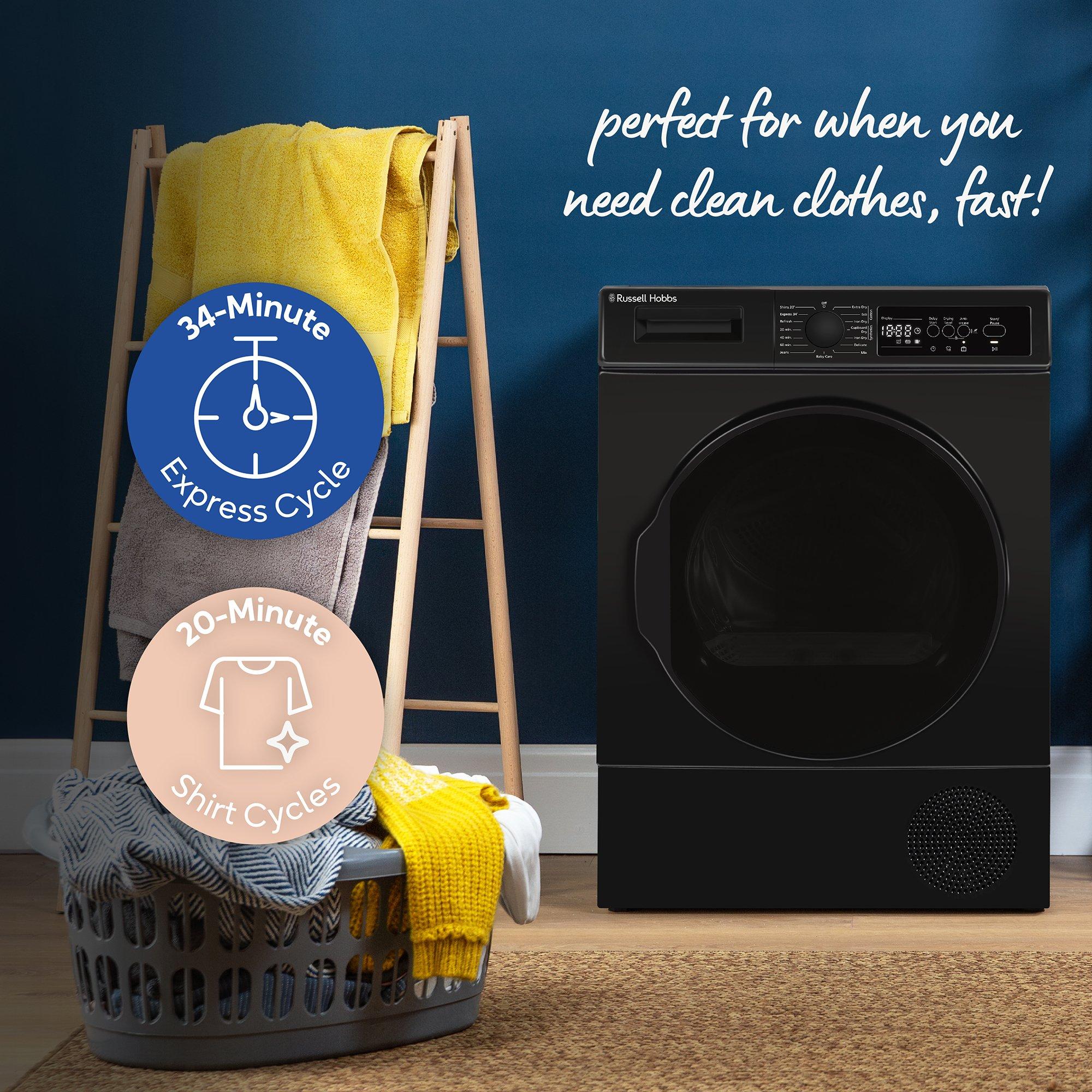 Black - Russell Hobbs - RH8HPTD1E12B 8kg Heat Pump Dryer in Black - 8