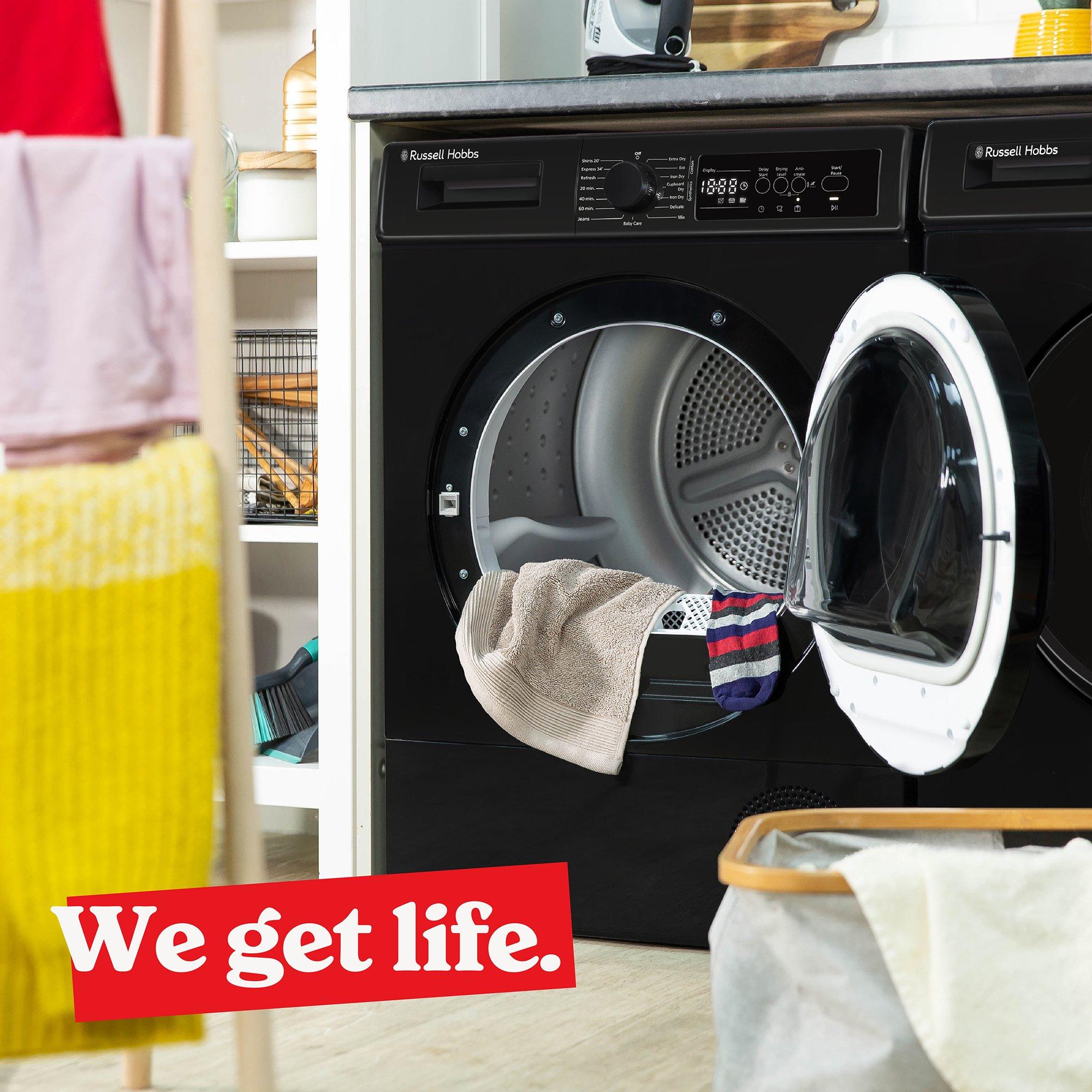 Black - Russell Hobbs - RH8HPTD1E12B 8kg Heat Pump Dryer in Black - 9