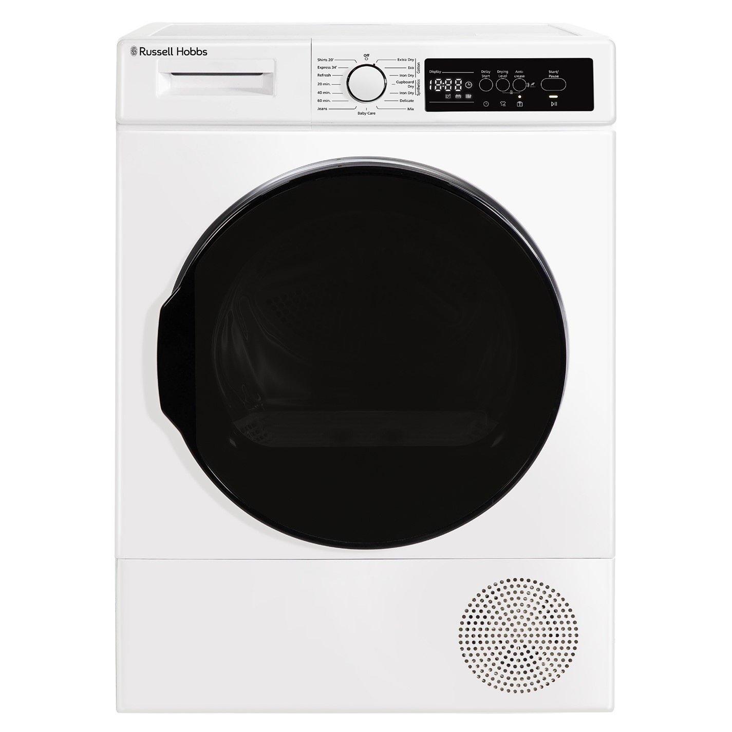 White - Russell Hobbs - RH8HPTD1E12W 8kg Heat Pump Dryer in White - 1