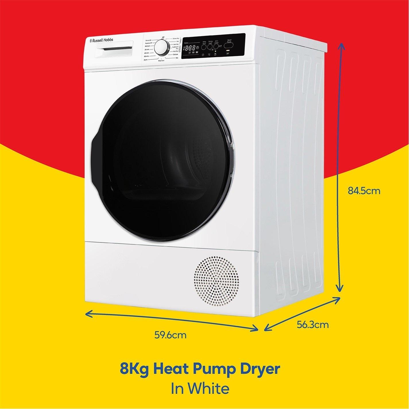 White - Russell Hobbs - RH8HPTD1E12W 8kg Heat Pump Dryer in White - 2