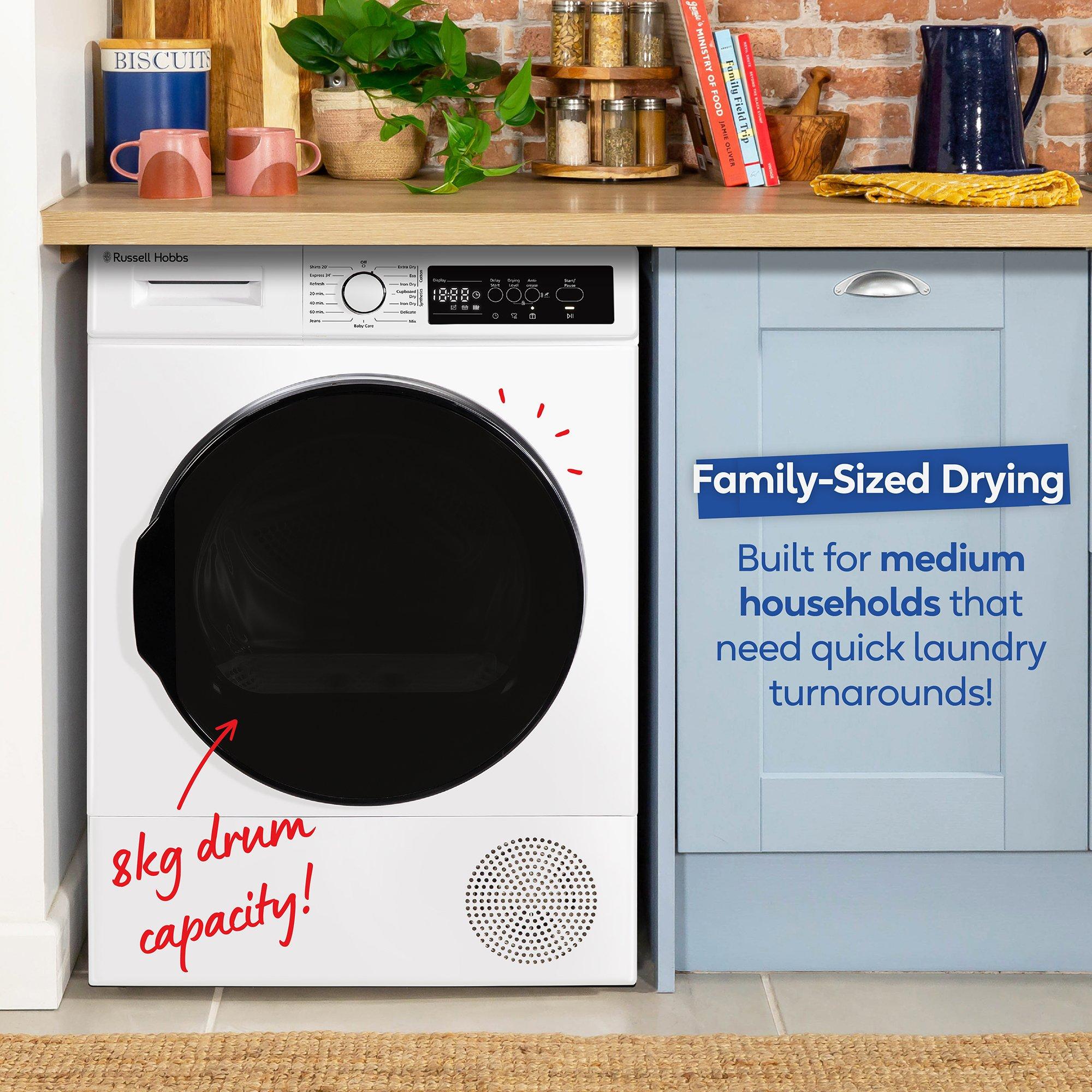 White - Russell Hobbs - RH8HPTD1E12W 8kg Heat Pump Dryer in White - 4
