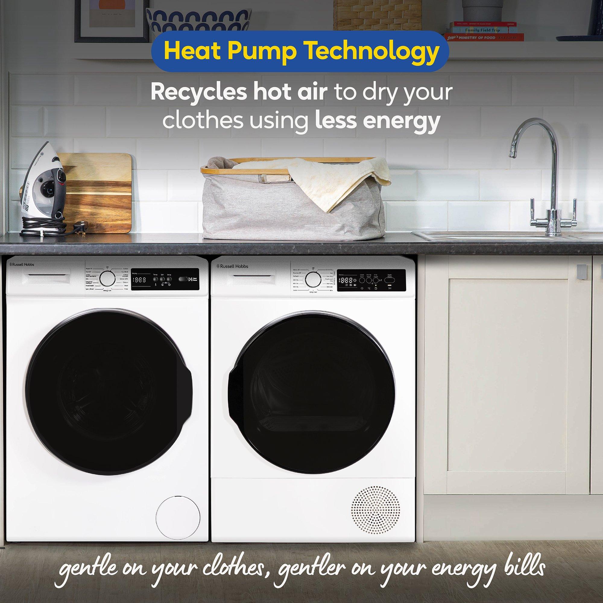 White - Russell Hobbs - RH8HPTD1E12W 8kg Heat Pump Dryer in White - 7