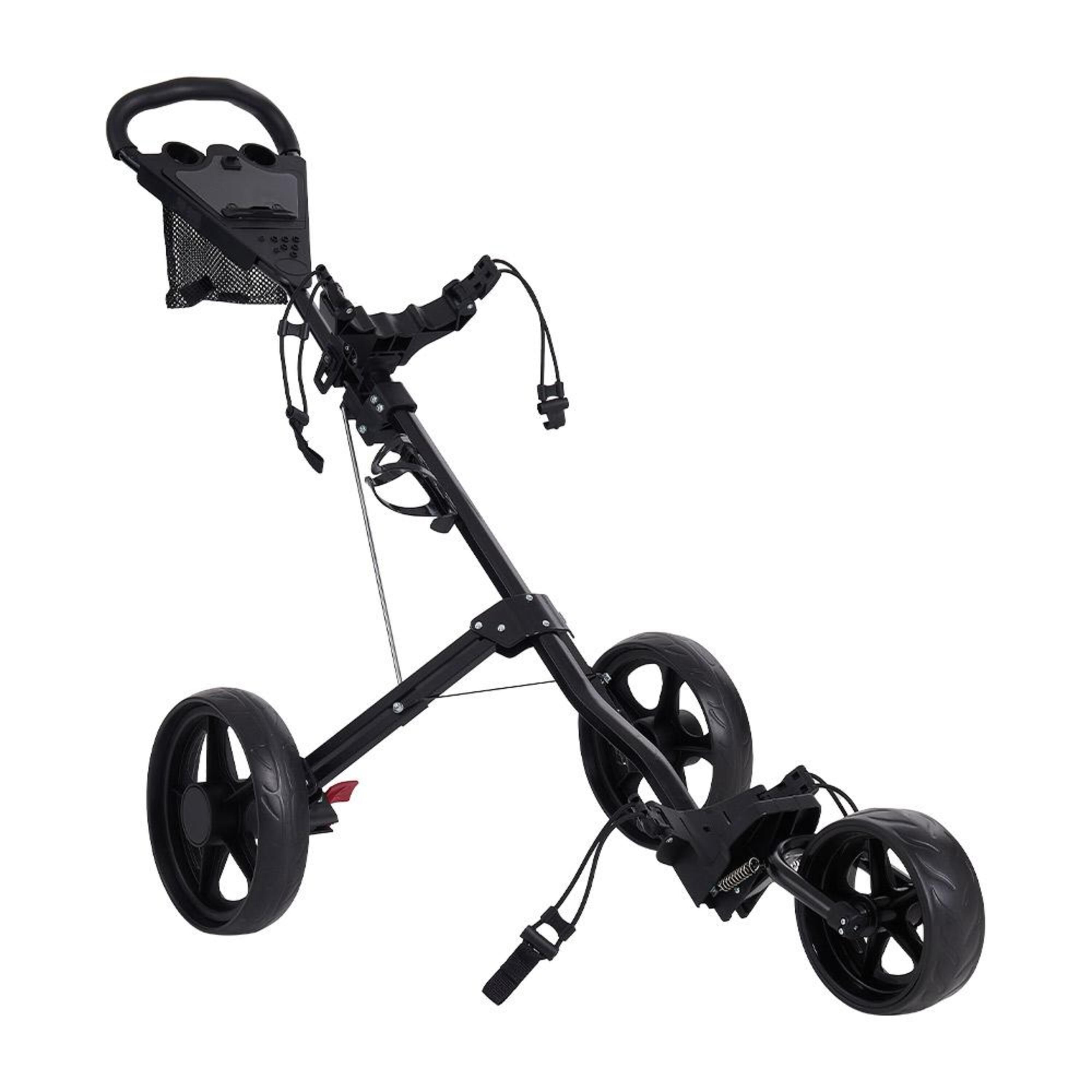 Black - LIFE IDEAS SPORT - 3 Wheel Folding Golf Push Pull Cart - 1
