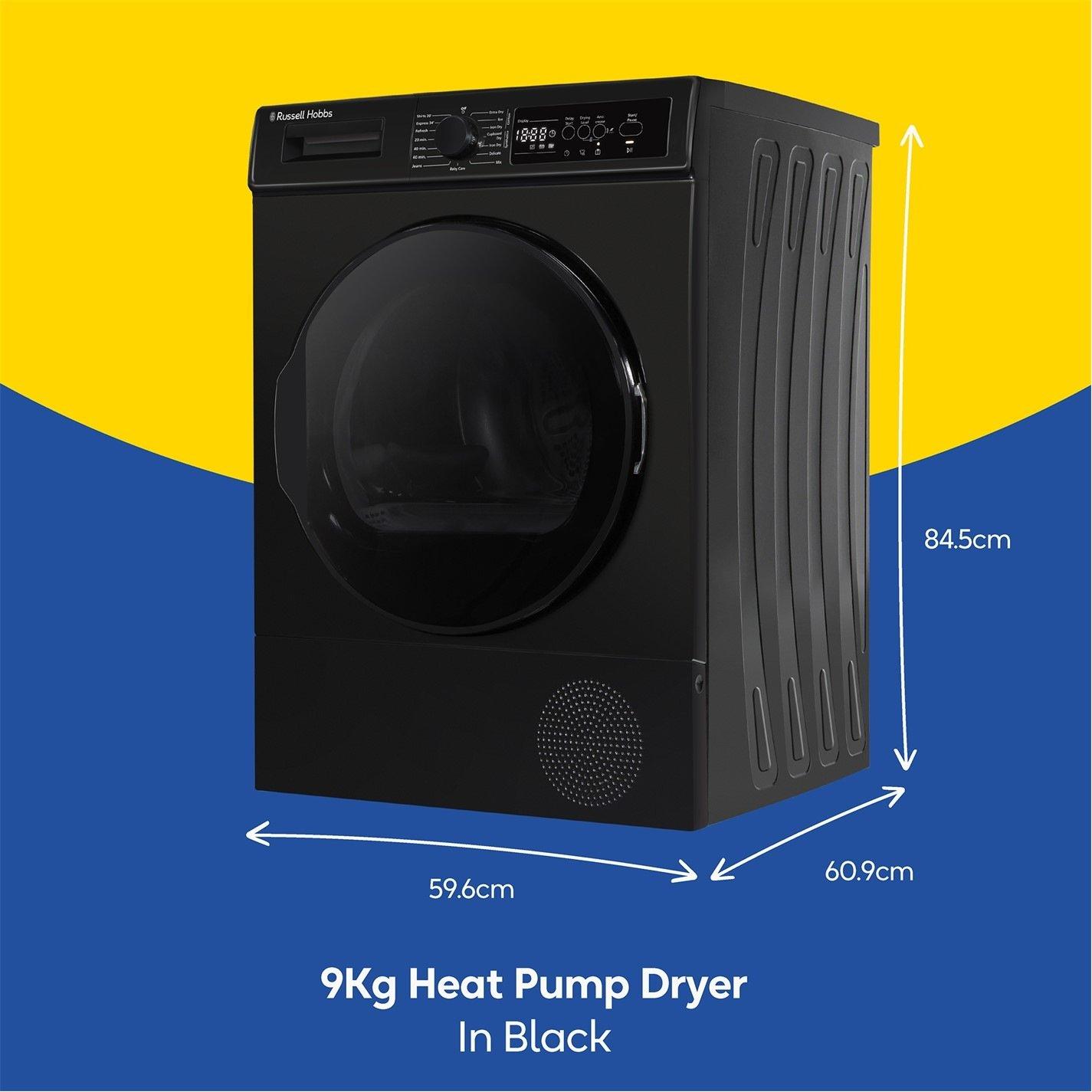 Black - Russell Hobbs - RH9HPTD1E12B 9kg Heat Pump Dryer in Black - 2