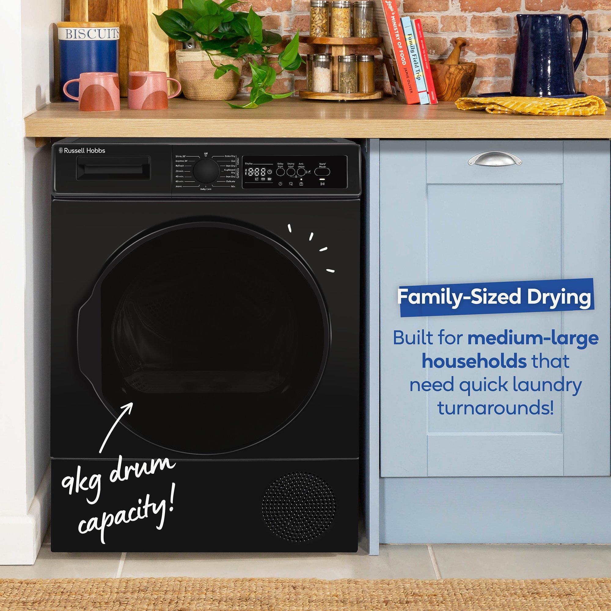 Black - Russell Hobbs - RH9HPTD1E12B 9kg Heat Pump Dryer in Black - 4