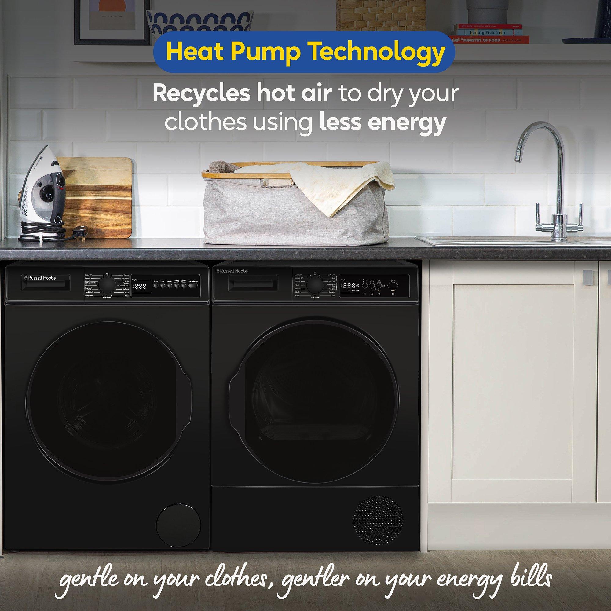 Black - Russell Hobbs - RH9HPTD1E12B 9kg Heat Pump Dryer in Black - 7