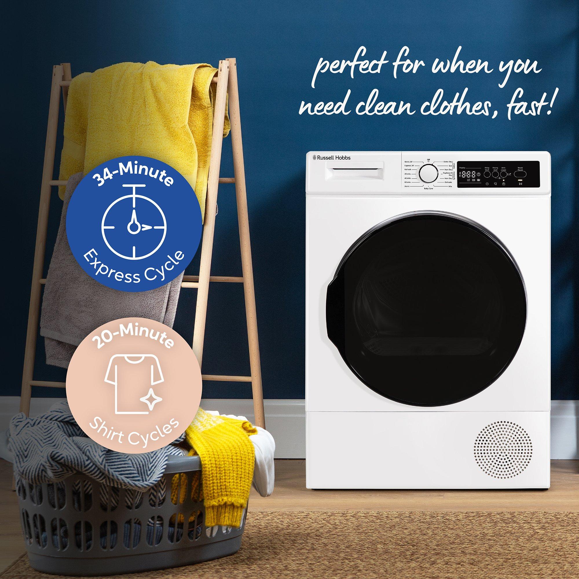 White - Russell Hobbs - RH9HPTD1E12W 9kg Heat Pump Dryer in White - 8