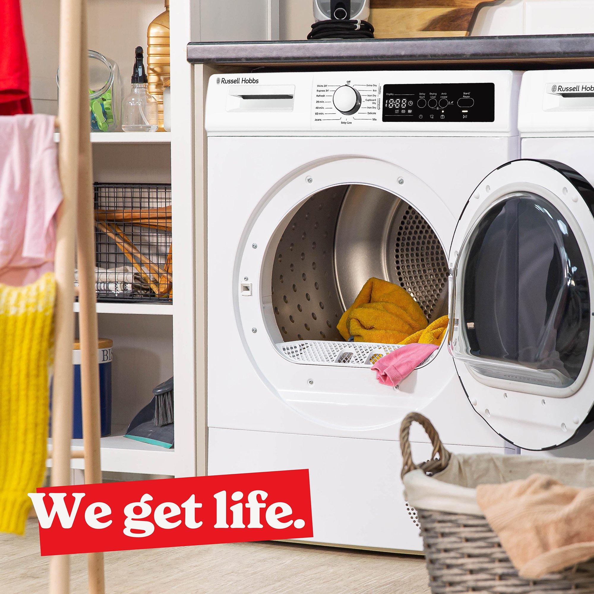 White - Russell Hobbs - RH9HPTD1E12W 9kg Heat Pump Dryer in White - 9