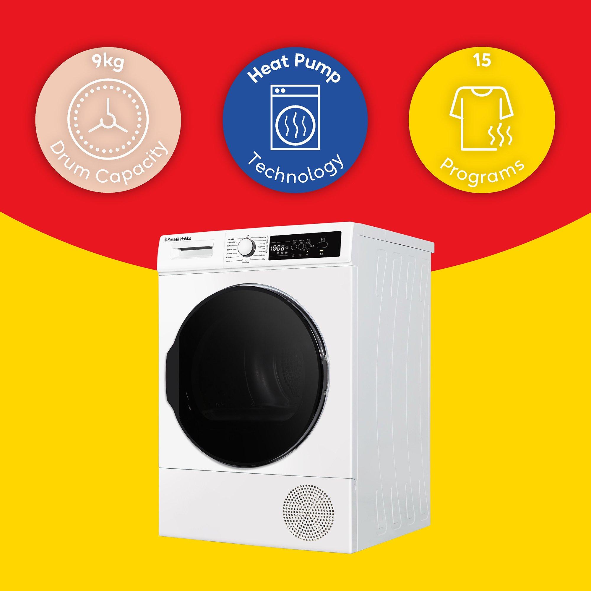 White - Russell Hobbs - RH9HPTD1E12W 9kg Heat Pump Dryer in White - 10