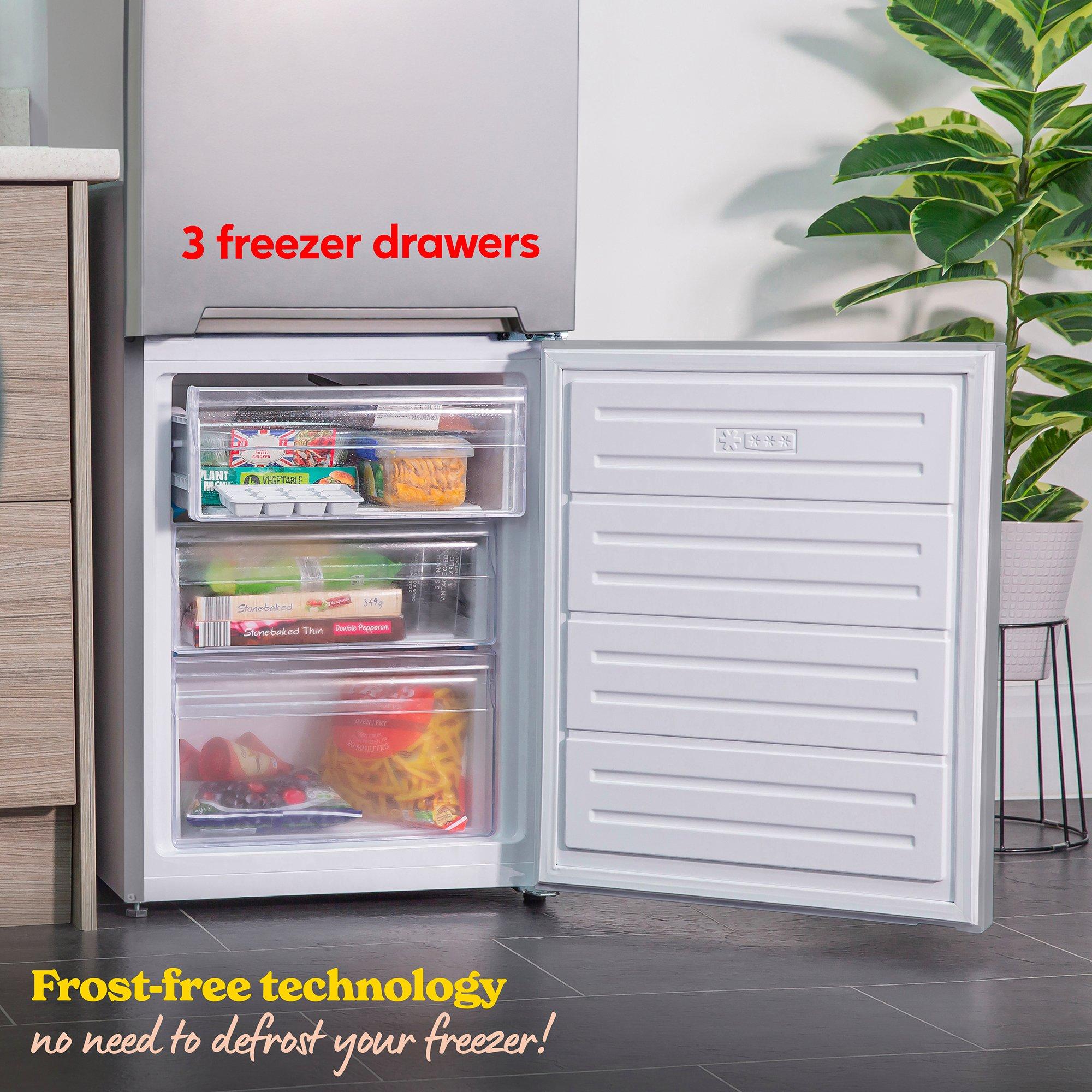 Silver - Russell Hobbs - Silver 54cm Wide Frost Free Fridge Freezer - 5